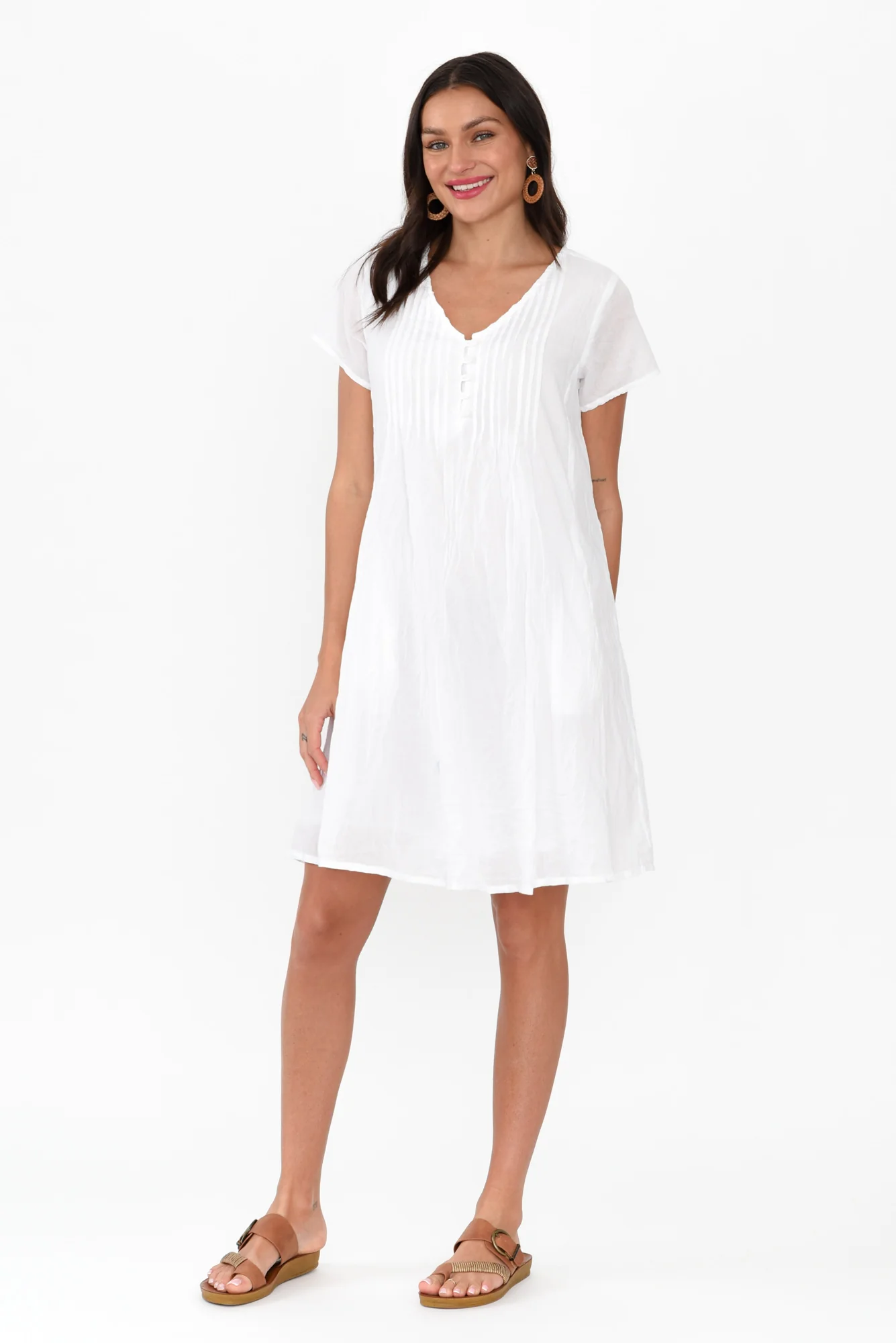 Sabina White Crinkle Cotton Dress