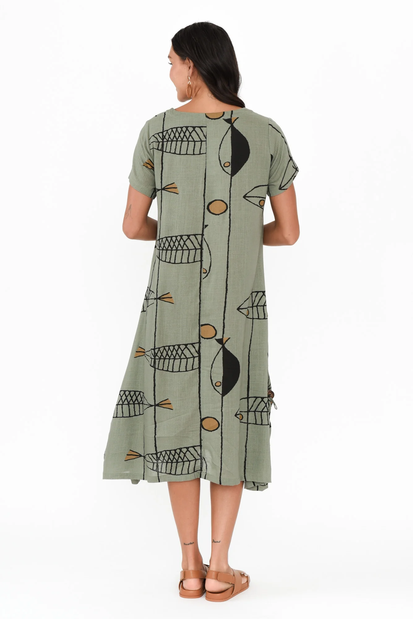 Lula Khaki Sea Linen Cotton Dress