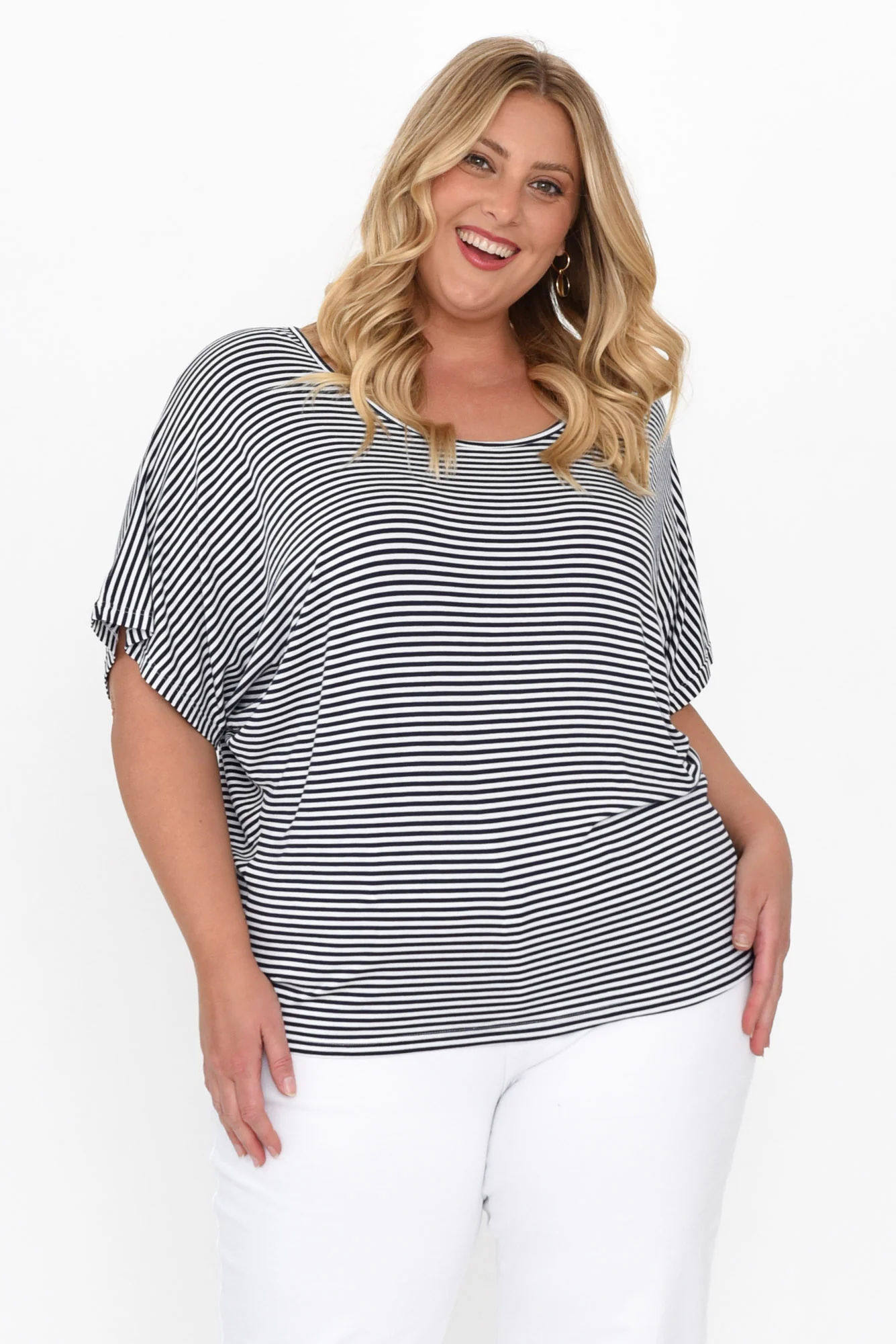 Navy and White Stripe Maui Tee