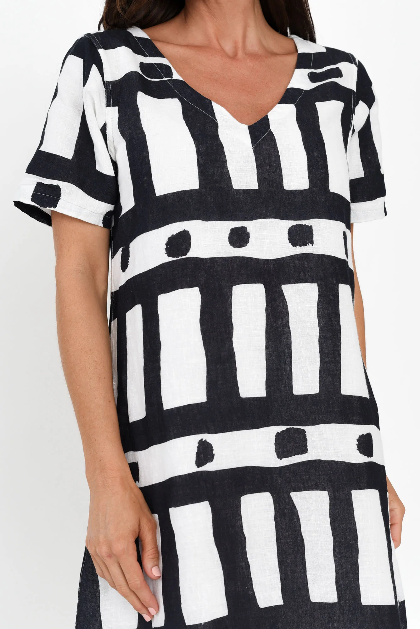 Posie Navy Geo Linen Tee Dress