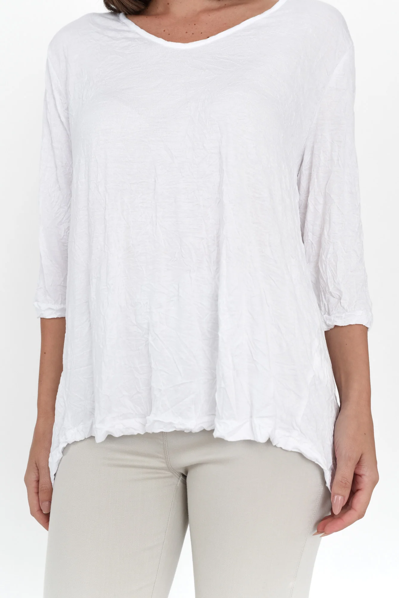 Julita White Crinkle Cotton Top