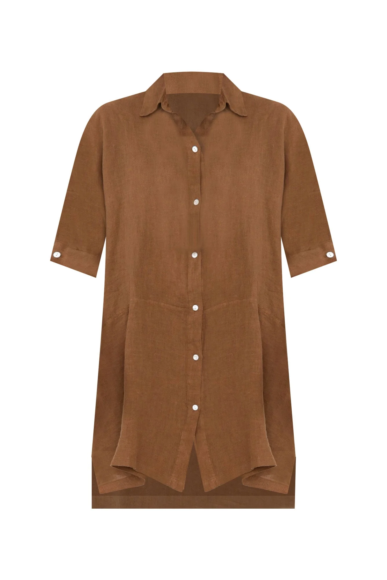 McKenna Mocha Linen Button Tunic