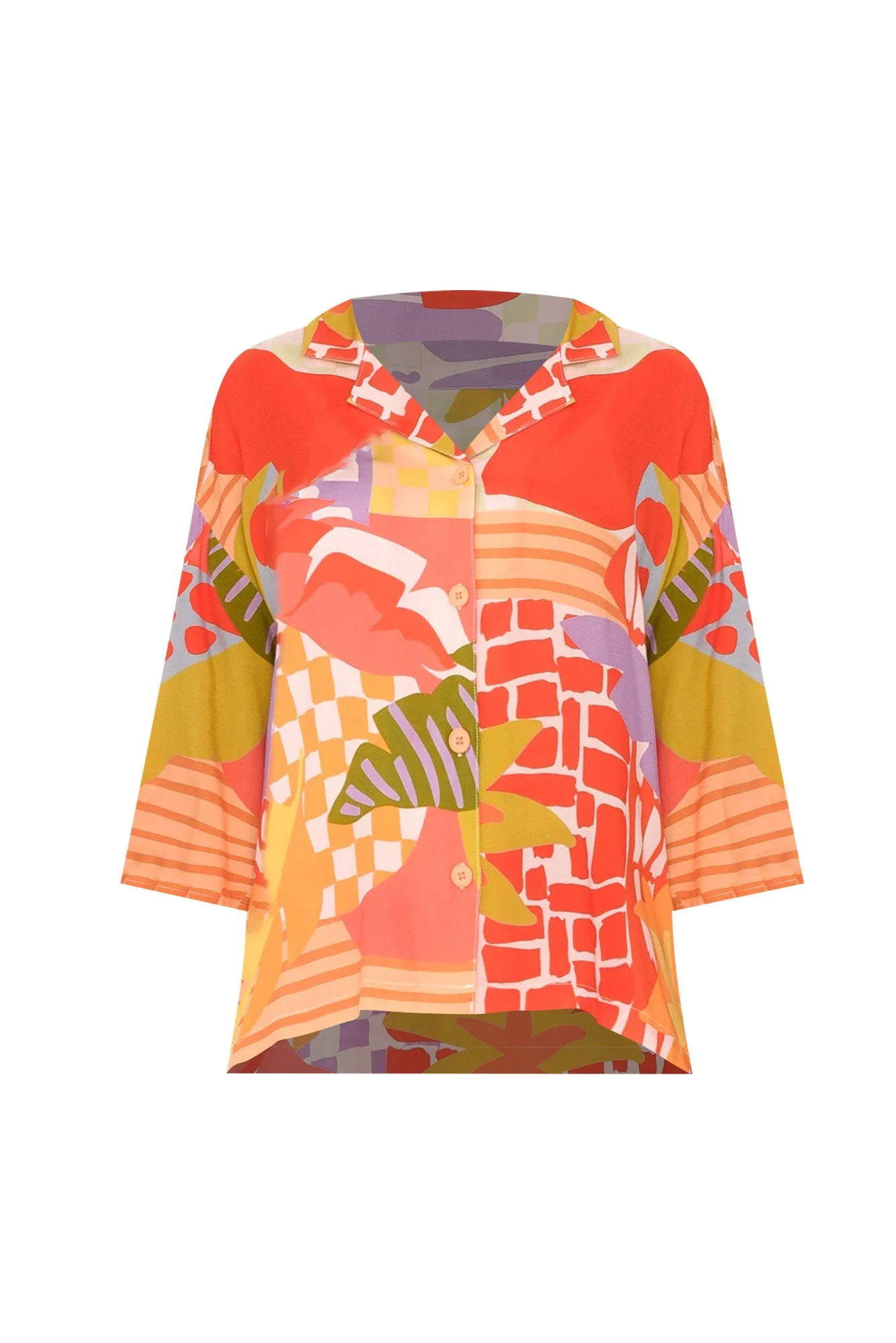 Deb Red Geo Collared Shirt