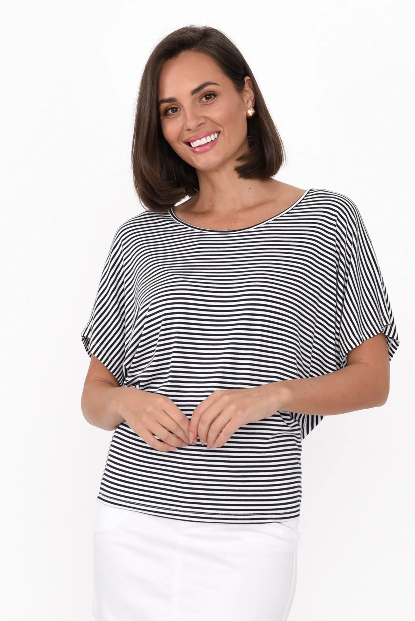 Navy and White Stripe Maui Tee