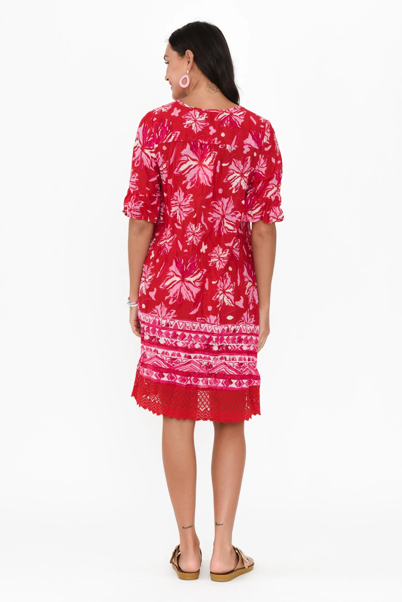 Cayman Red Floral Cotton Tunic Dress