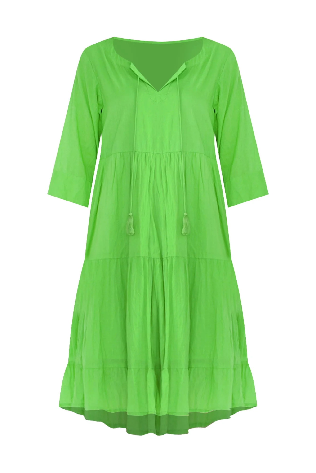Milana Lime Crinkle Cotton Dress