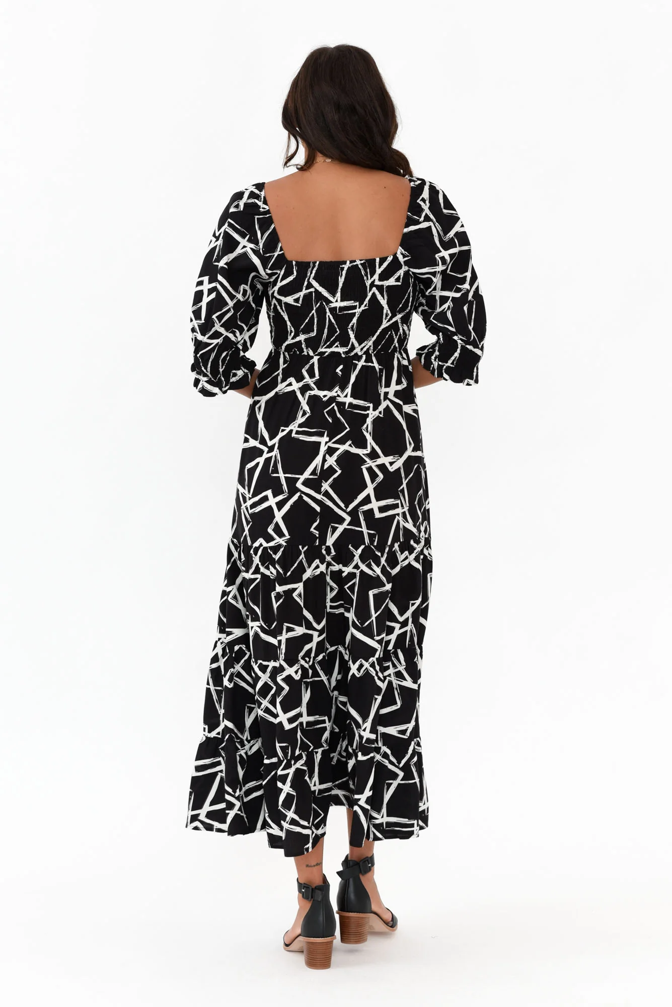 Jonathan Black Geo Shirred Maxi Dress