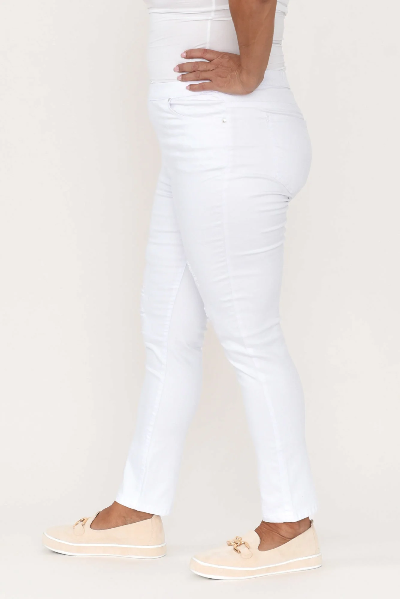 Zadie Distressed White Stretch Jeans