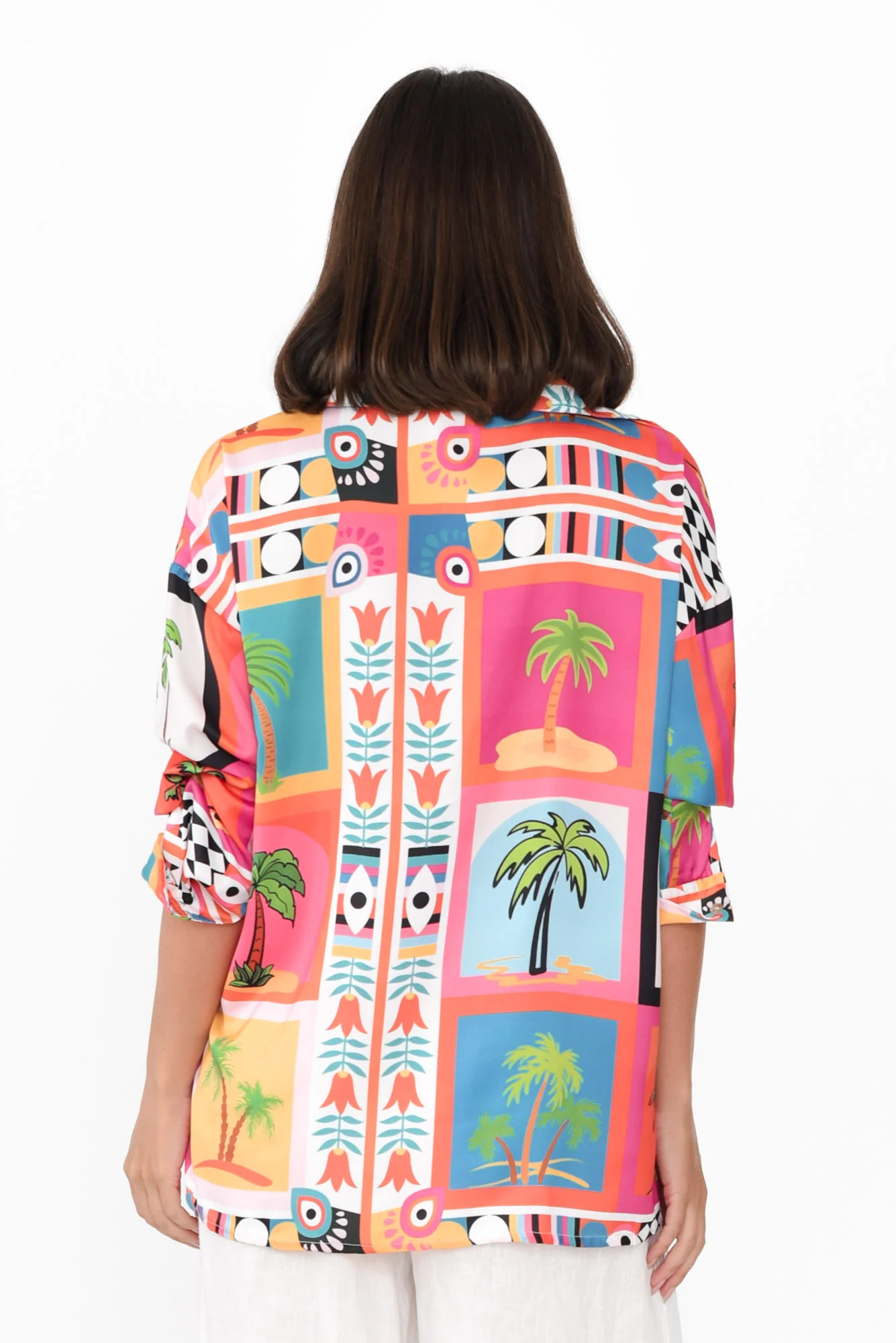 Suzy Pink Tropical V Neck Shirt