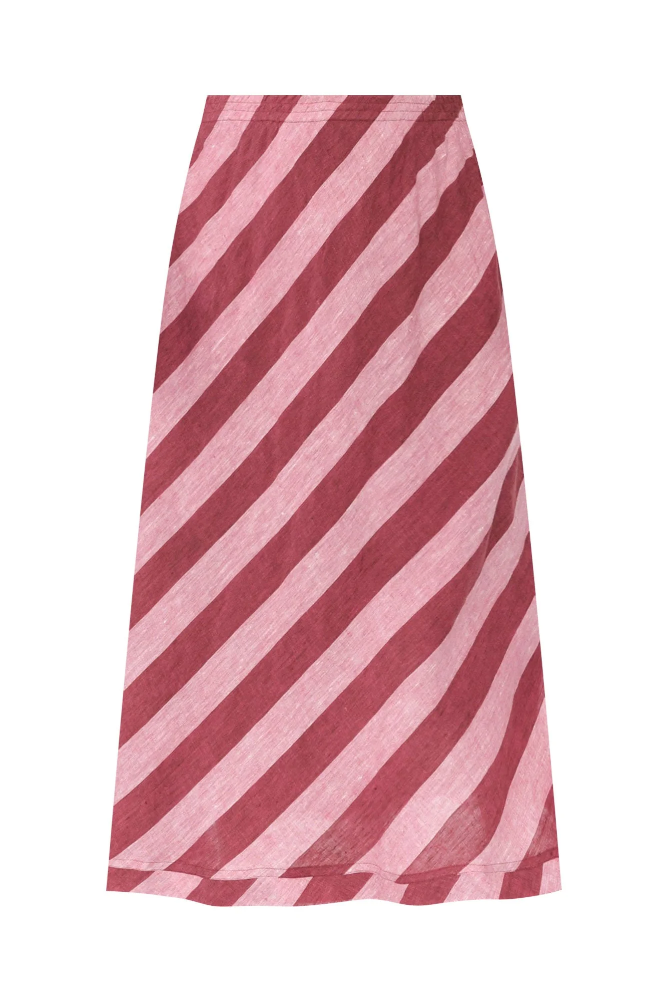 Sicily Burgundy Stripe Linen Skirt