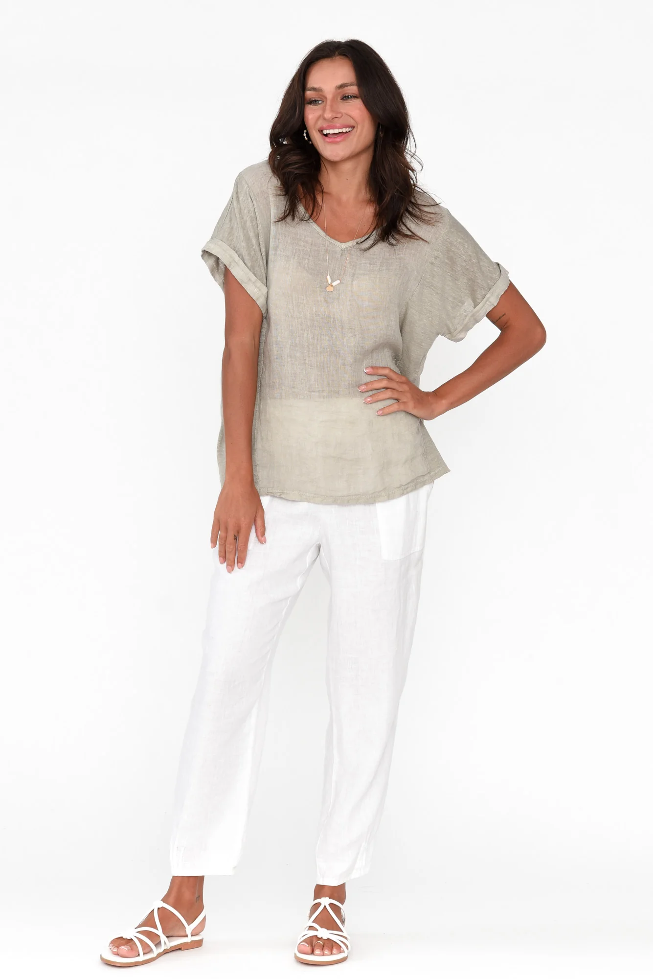 Anna Natural Linen Tee