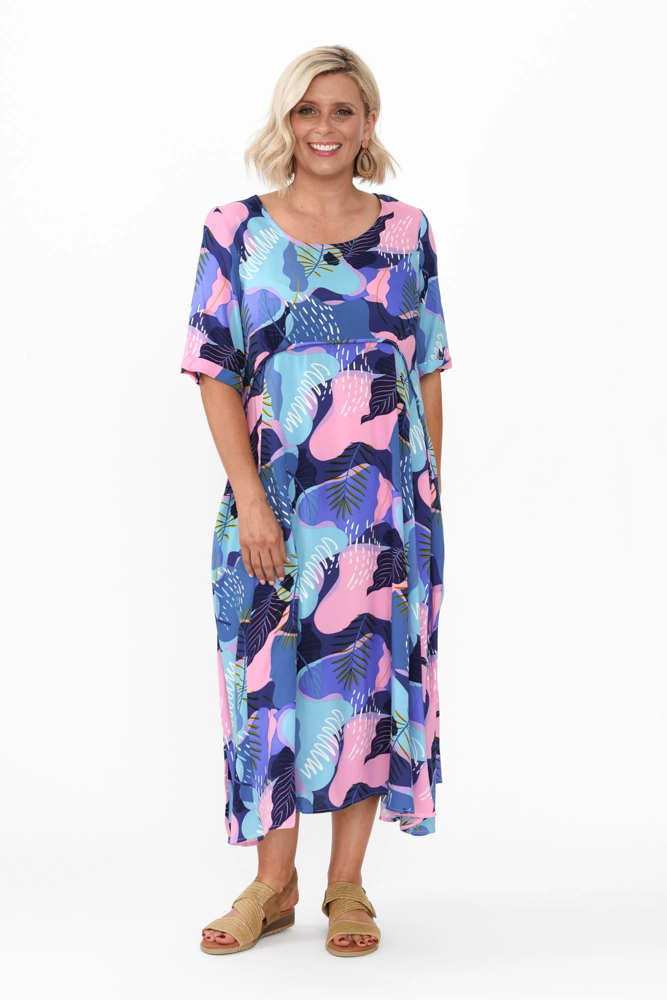 Sula Blue Leaf Pocket Dress