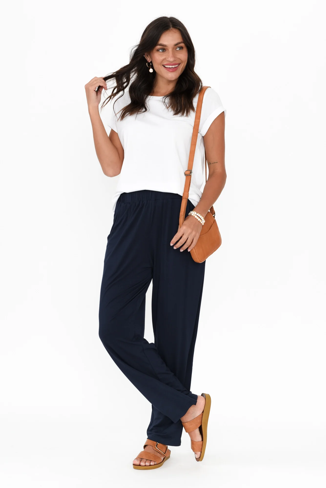 Rosella Navy Bamboo Pants