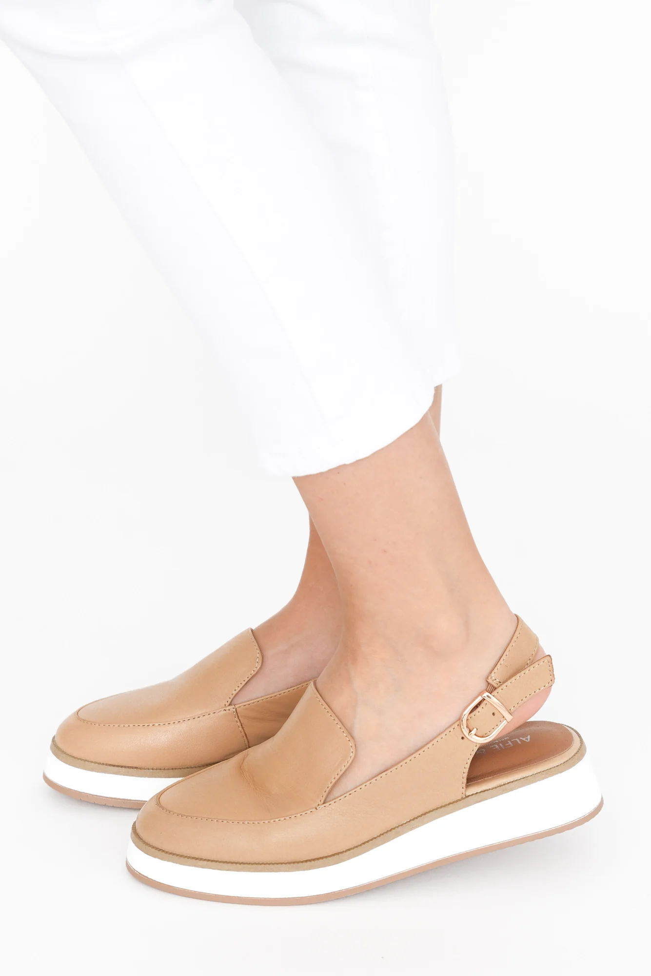 Quake Camel Leather Slingback Loafer