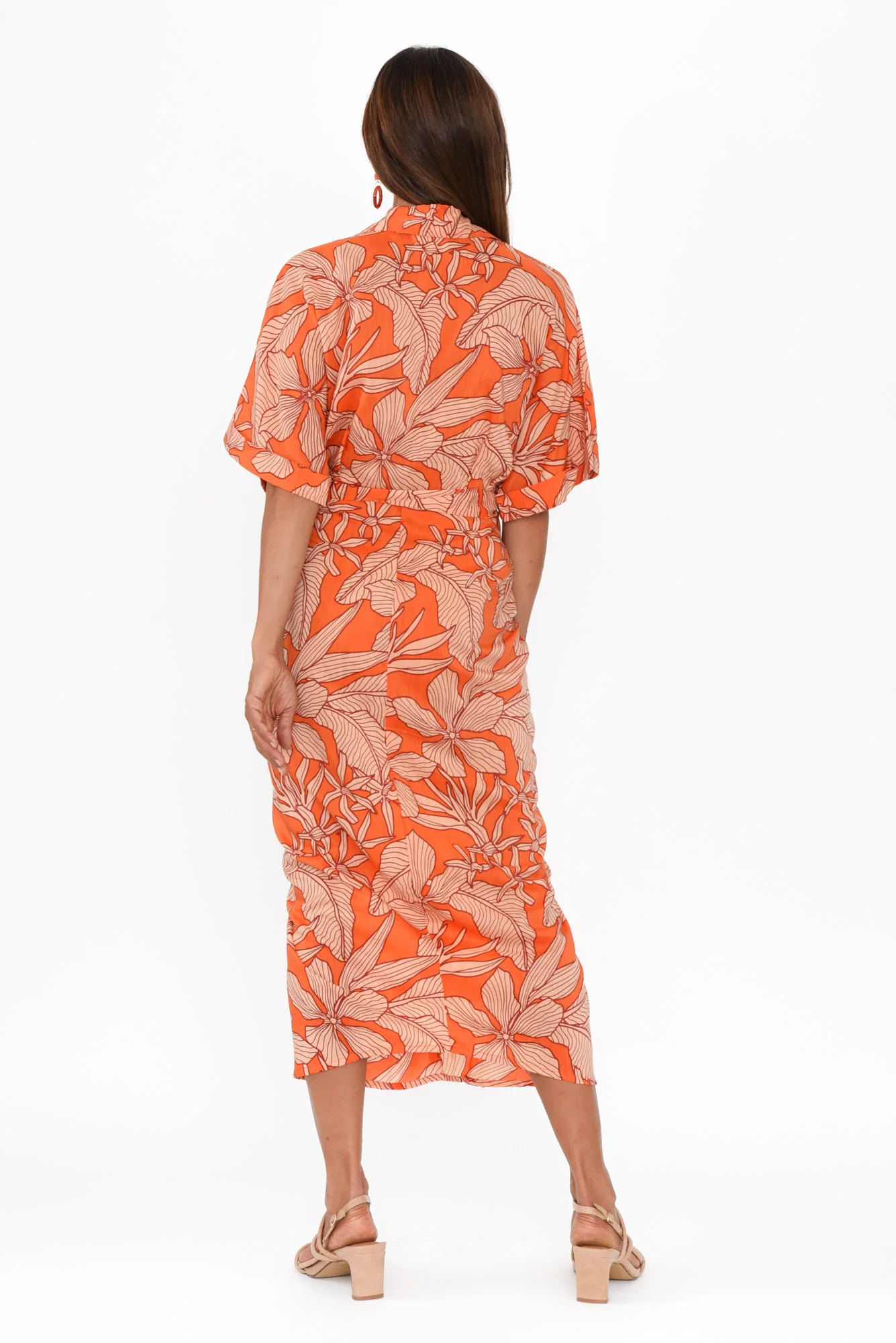 Valora Orange Bloom Cotton Shirt Dress