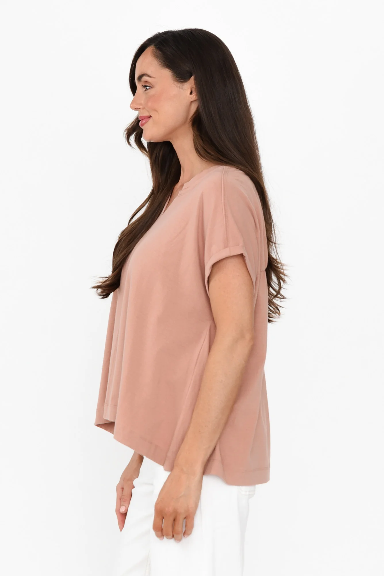 Anabeth Beige Cotton Swing Top