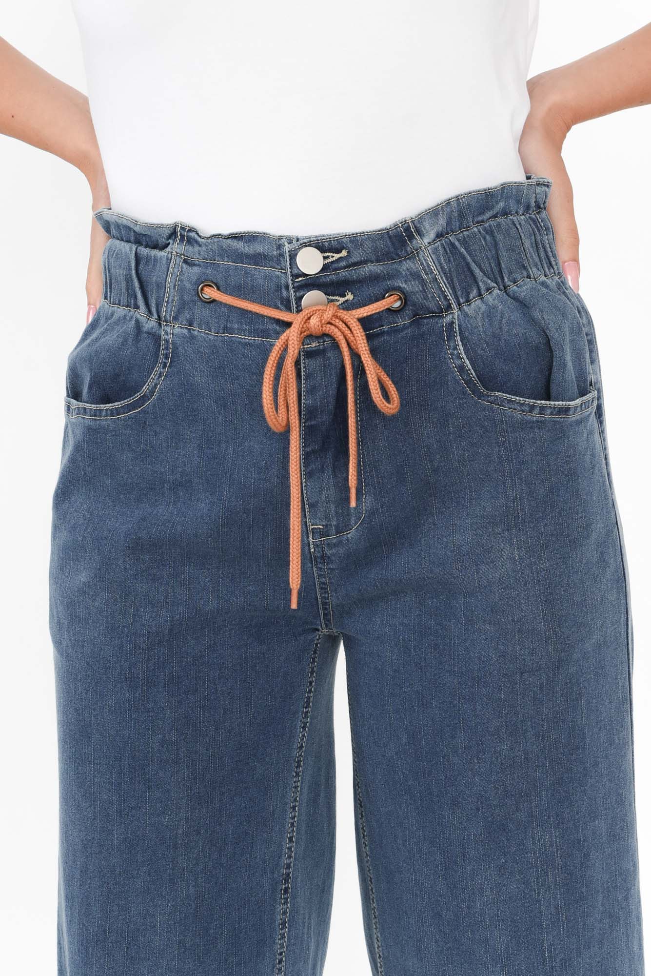 Halifax Dark Blue Denim Wide Leg Pants