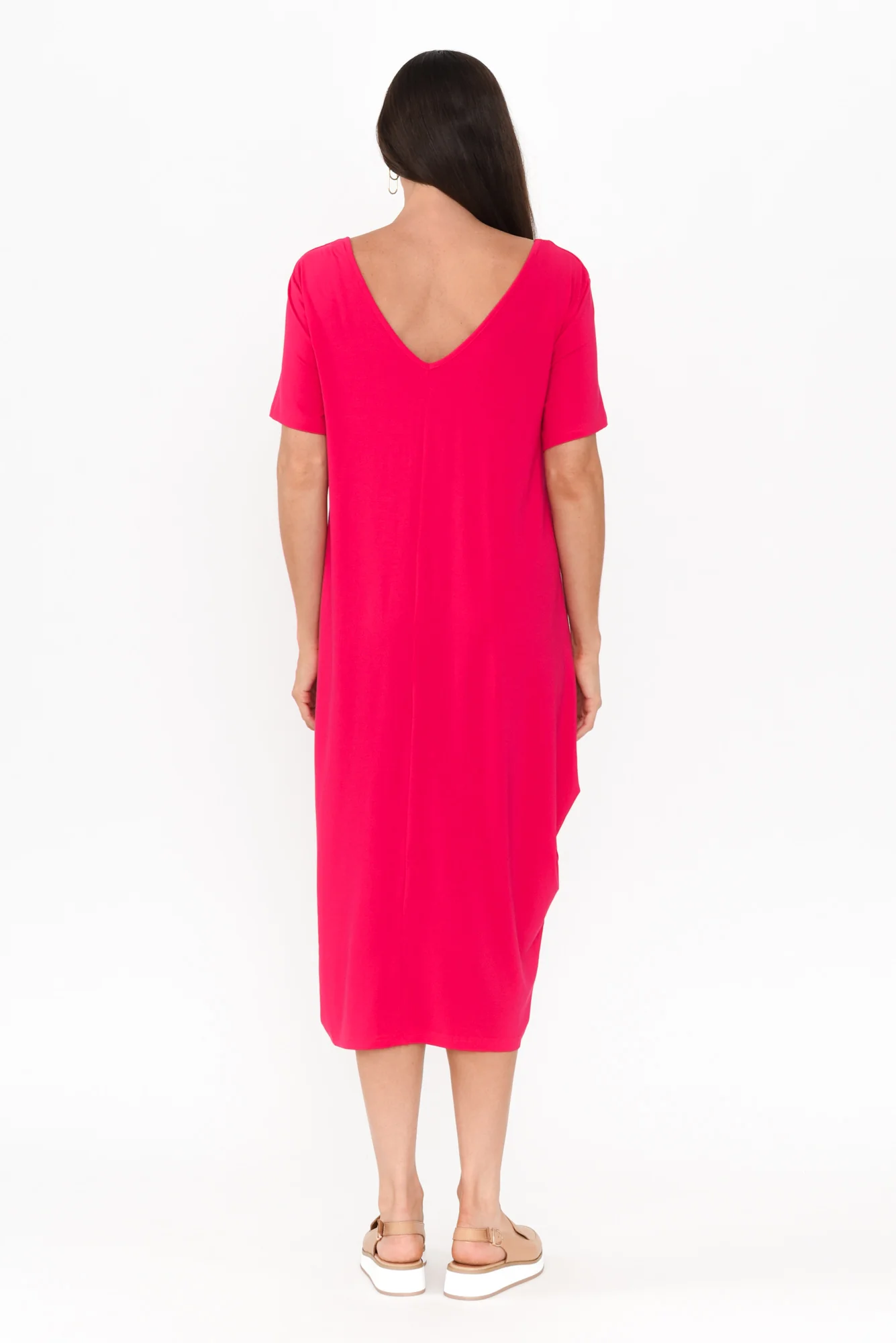 Tidal Raspberry Layered Bamboo Dress
