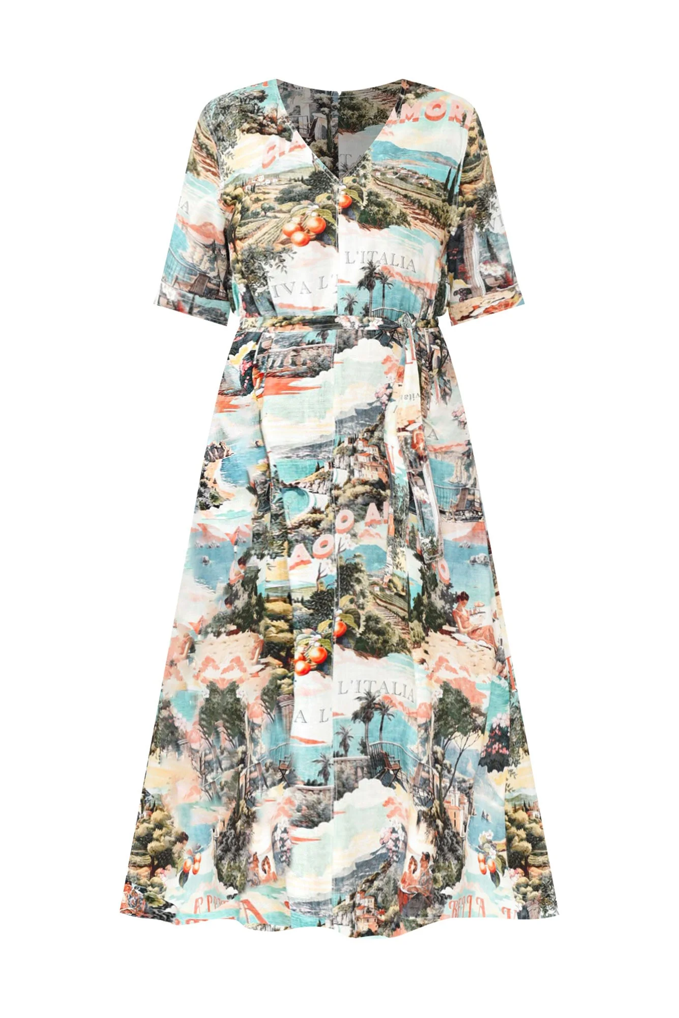 Inara Blue Island Linen Blend Dress