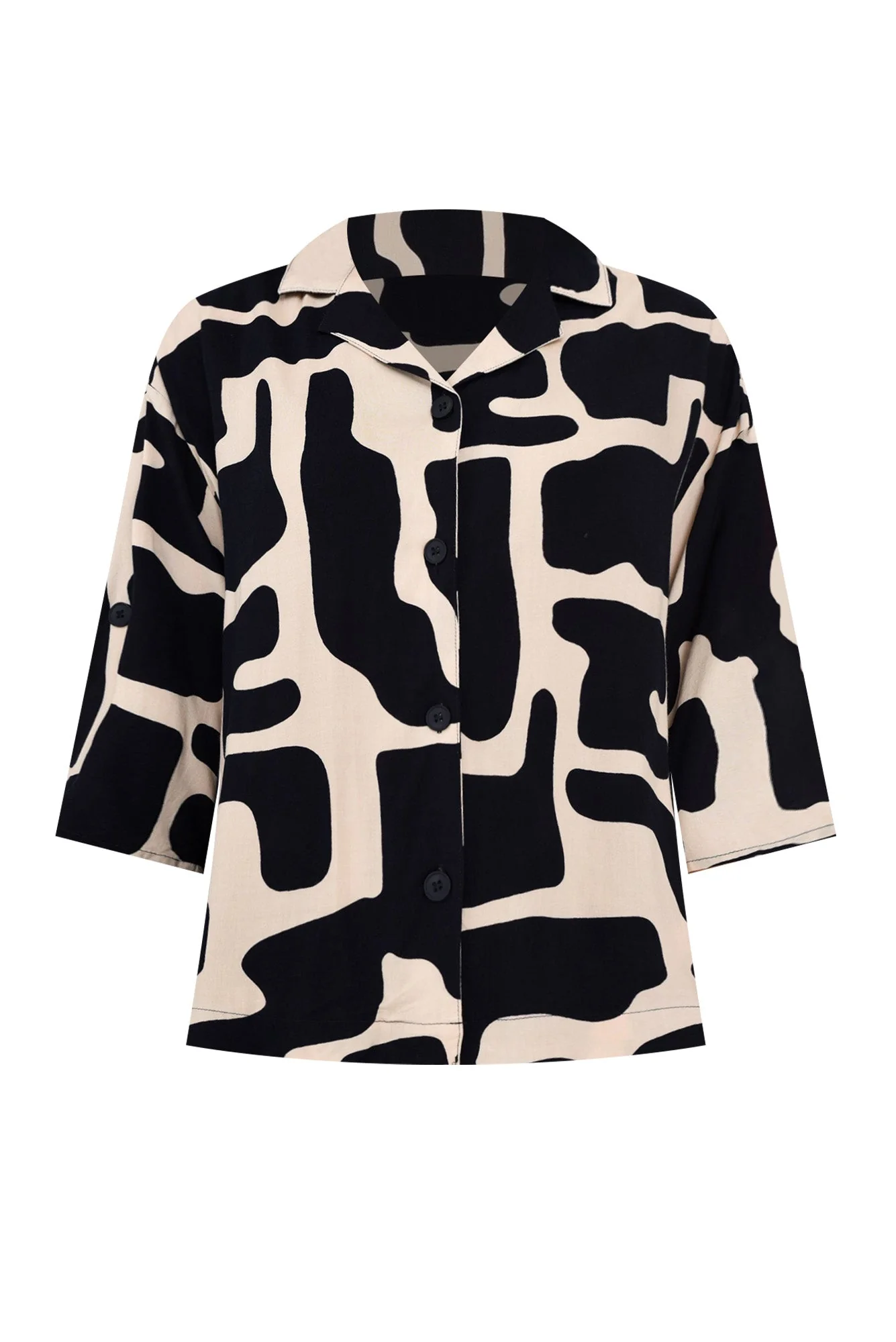 Deb Dark Navy Geo Collared Shirt