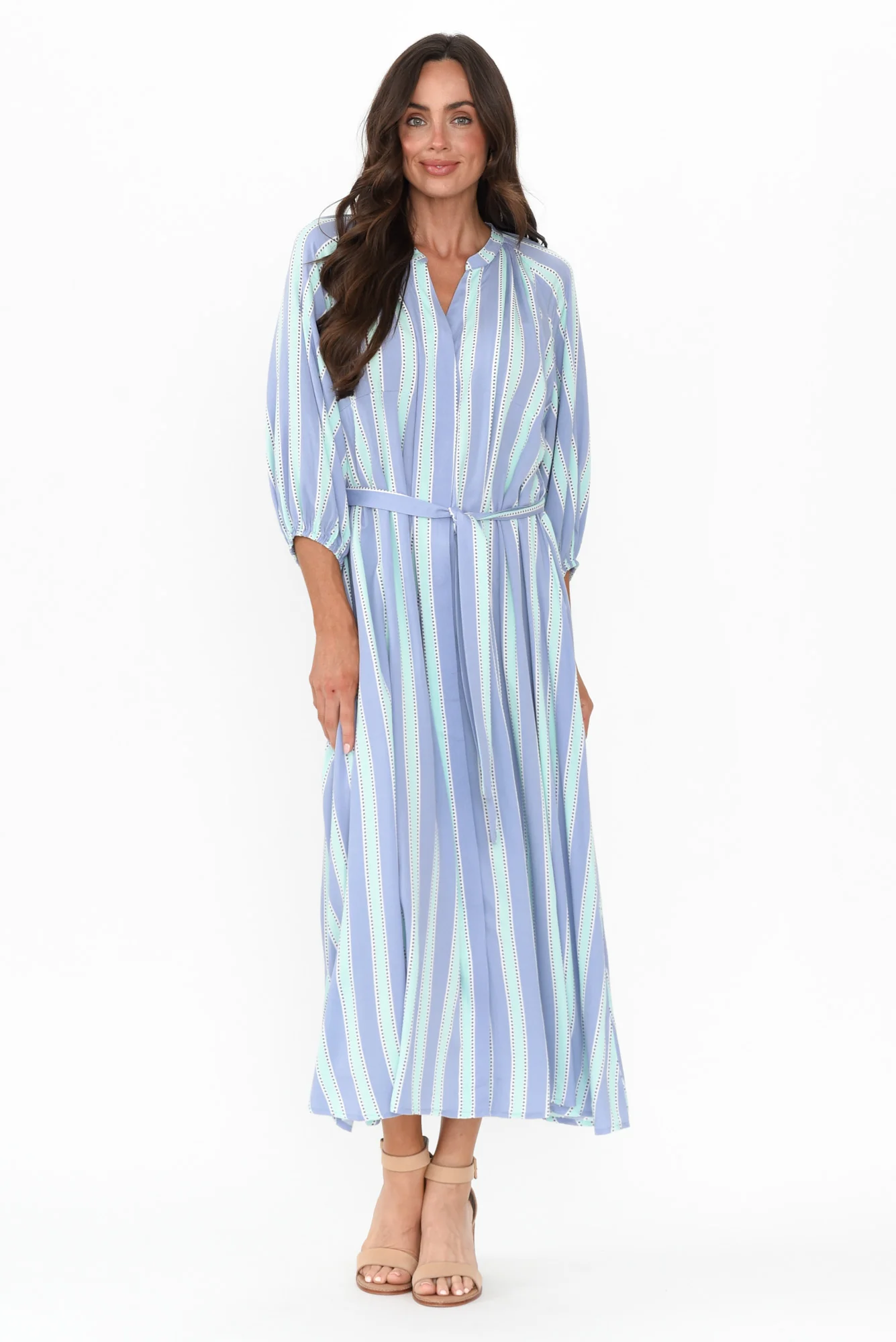 Erina Blue Stripe Tie Dress