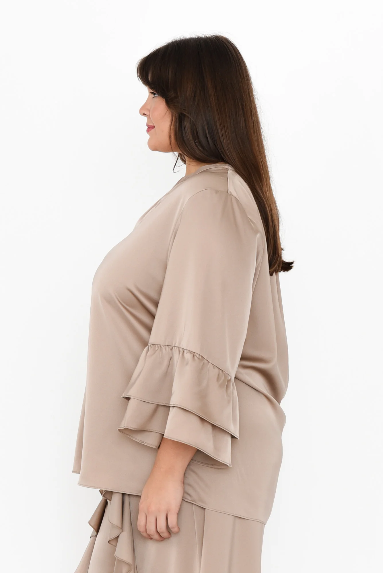 Dancer Taupe Frill Top