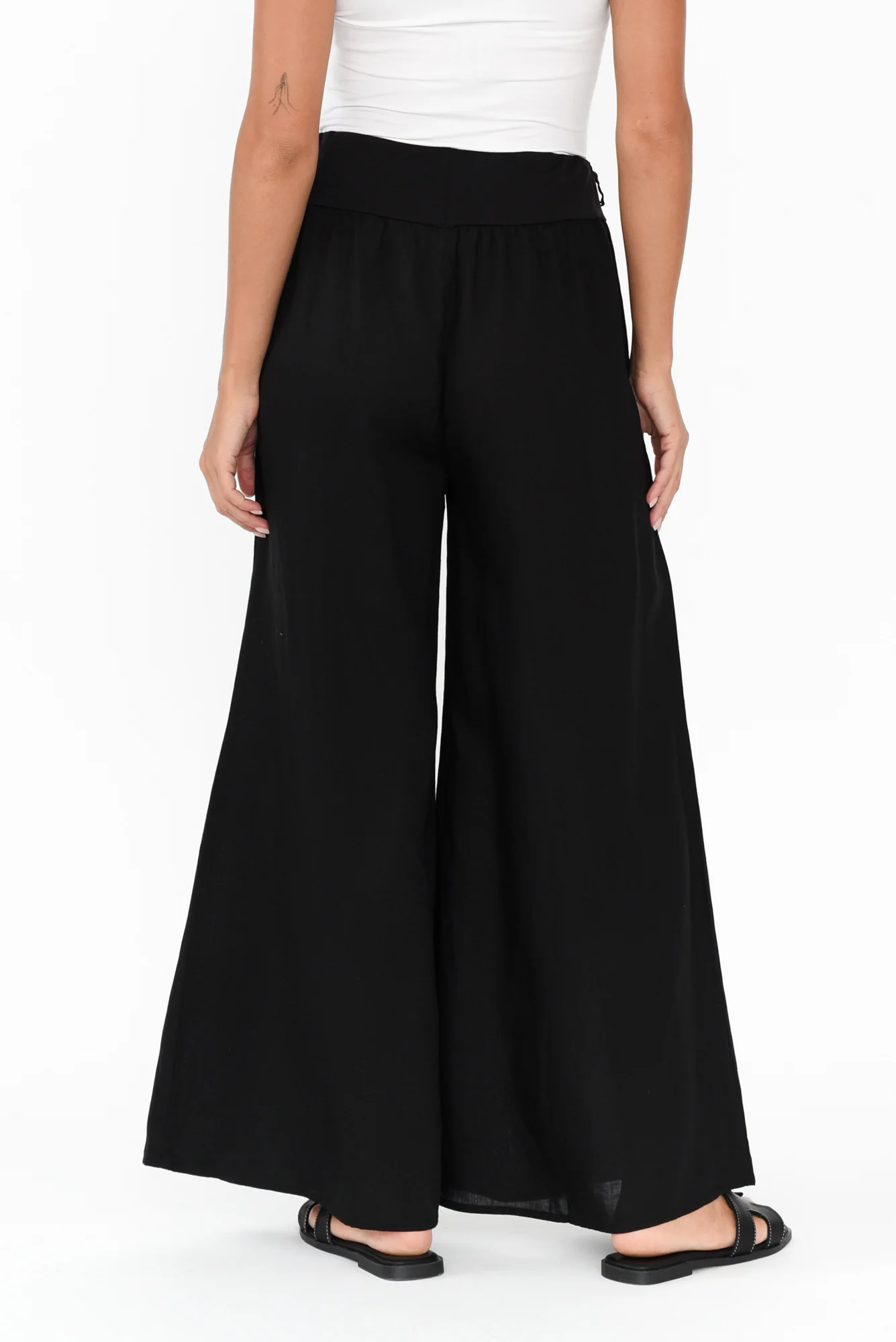 Emeline Black Linen Blend Pants