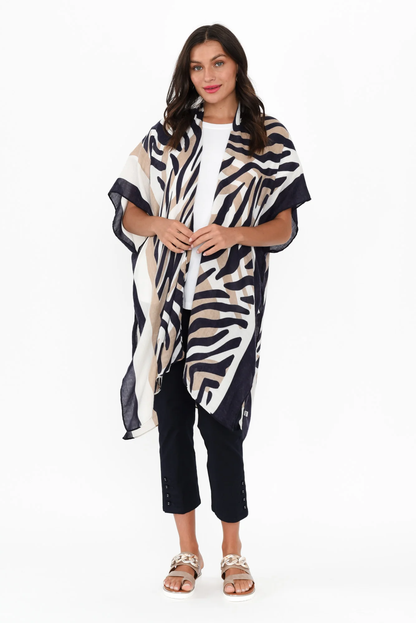 Shontay Black Zebra Kimono