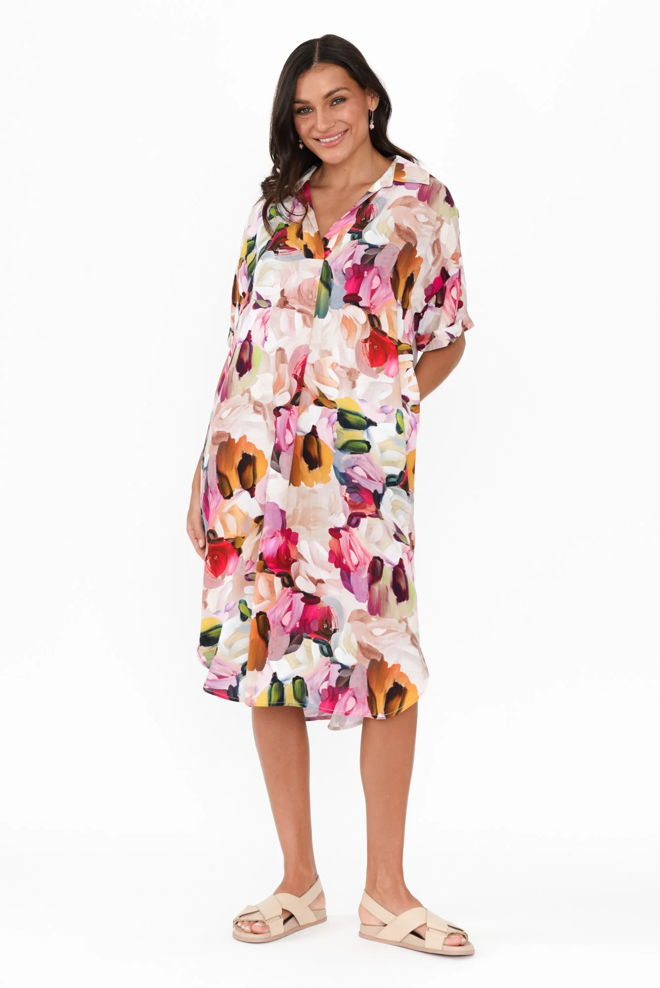 Kazi Purple Floral Shirt Dress