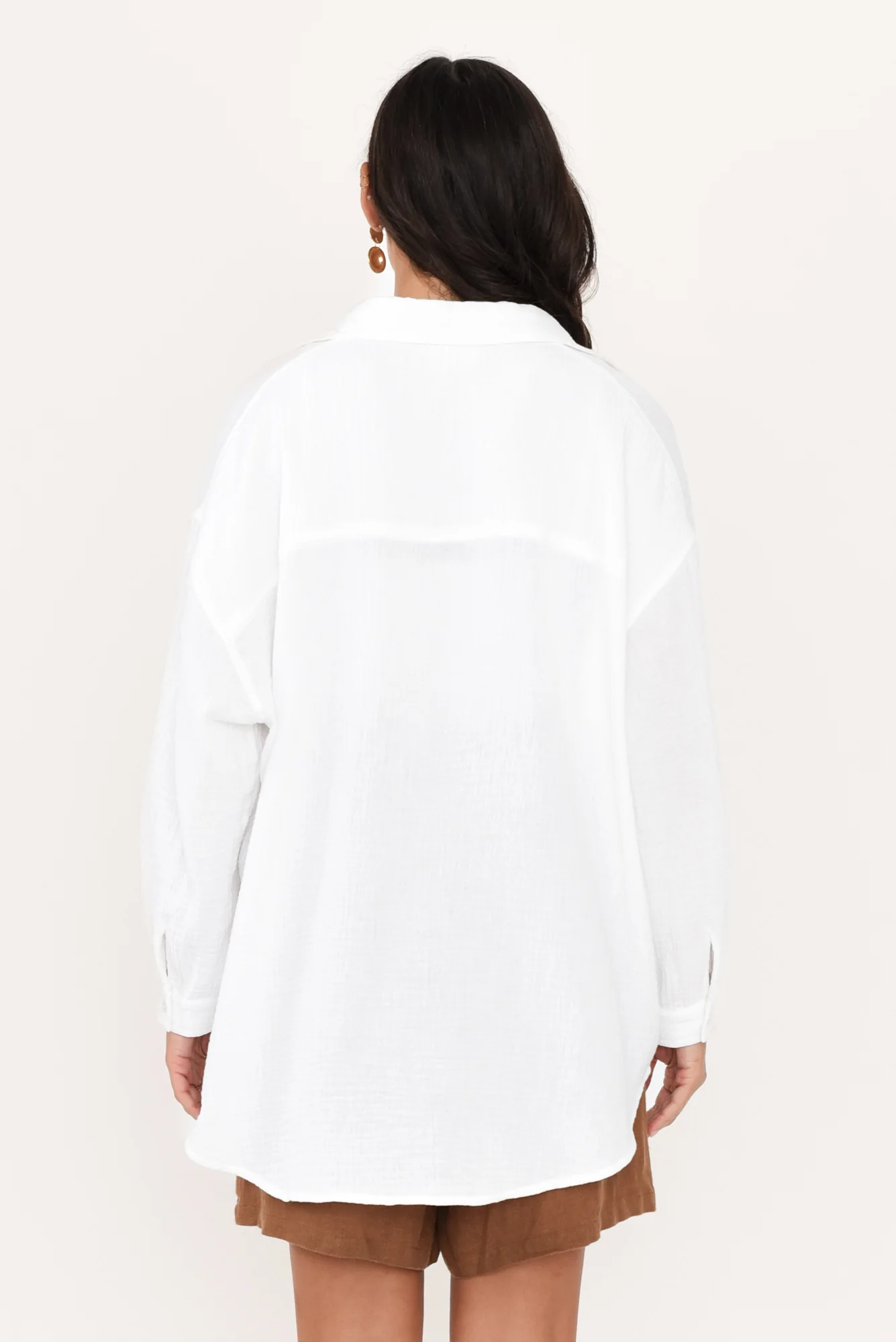 Natalia White Cotton Cheesecloth Shirt
