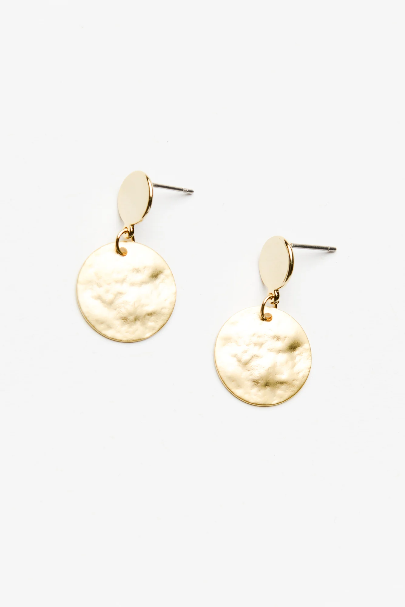Gold Textured Double Disc Earrings