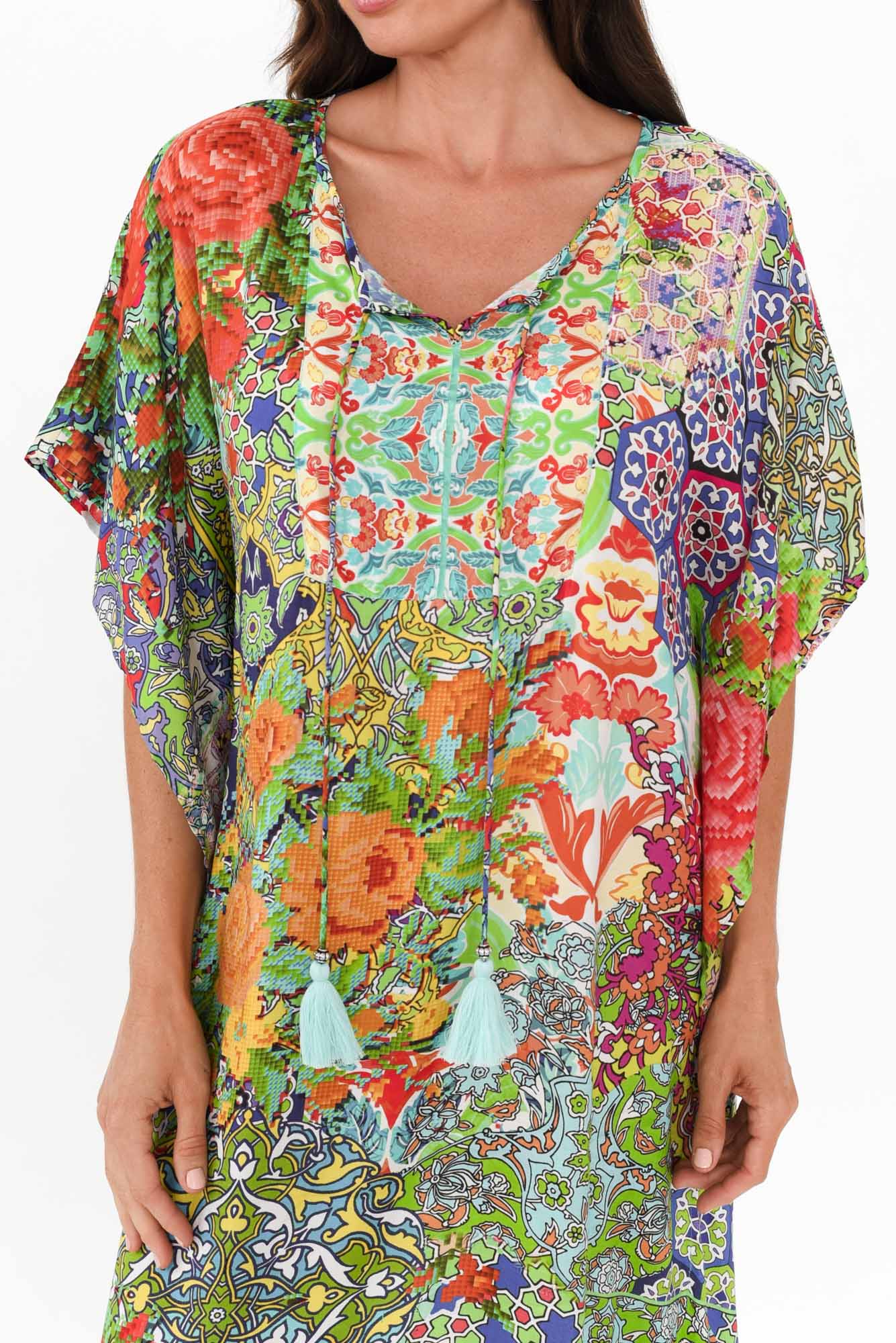Melita Green Mosaic Kaftan