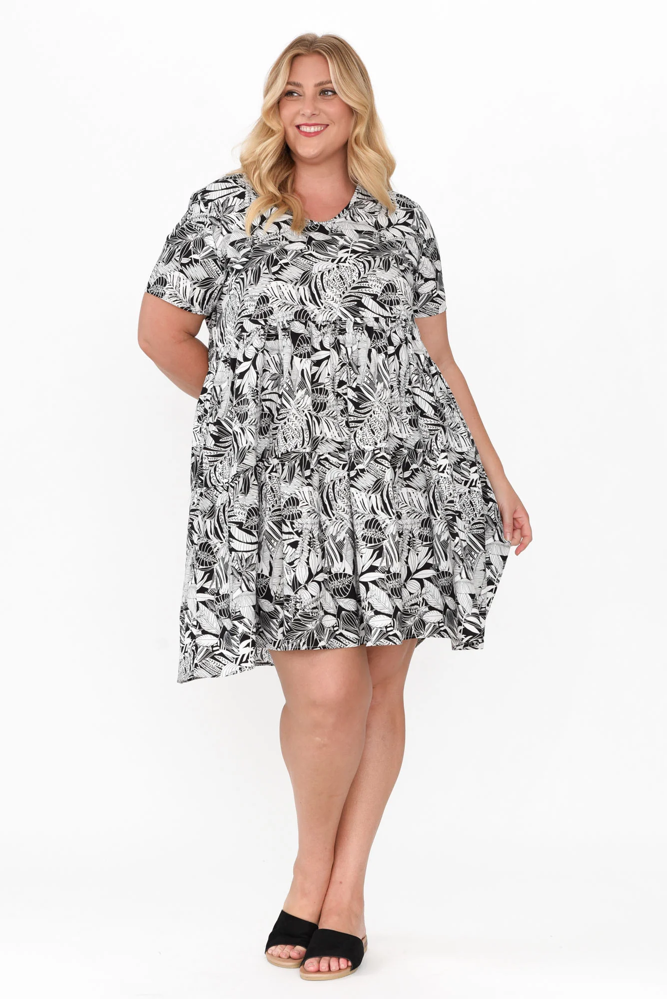 Kienna Black Jungle Cotton Poplin Dress