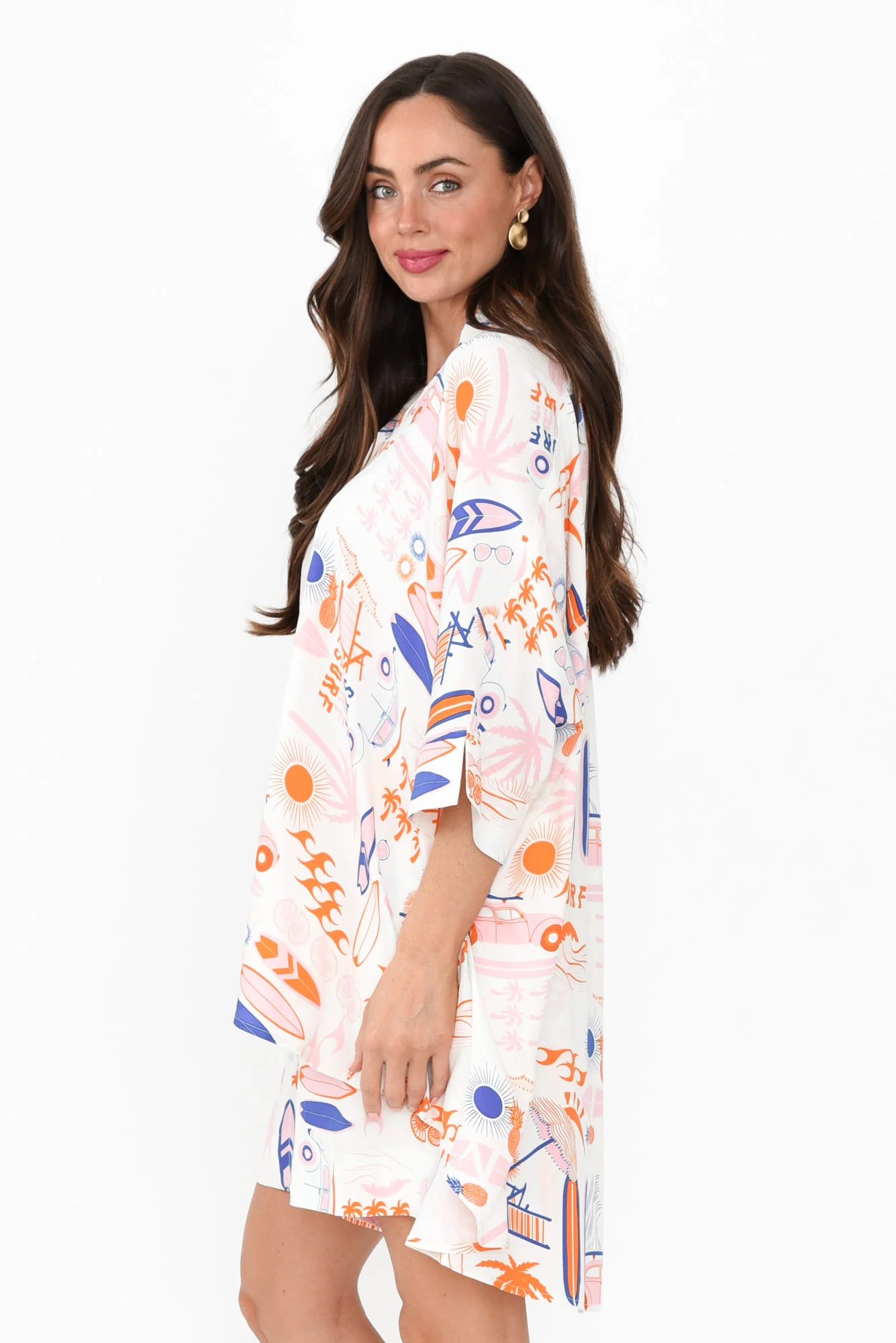 Calisa Orange Surf Collared Shirt