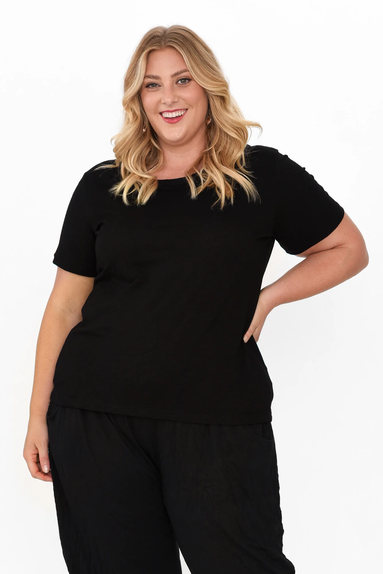 Wynne Black Cotton Tee