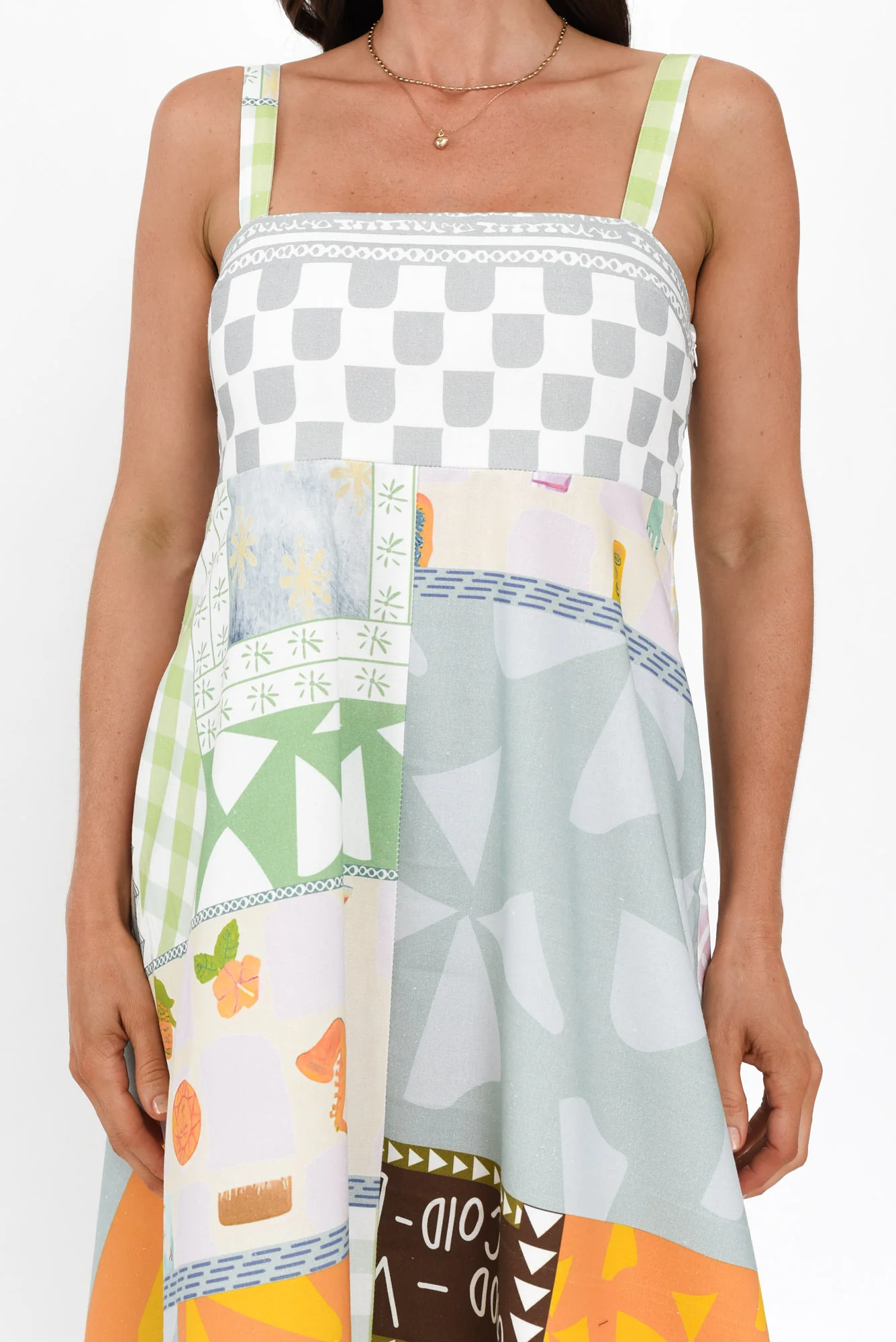 Karris Grey Mosaic Linen Blend Dress