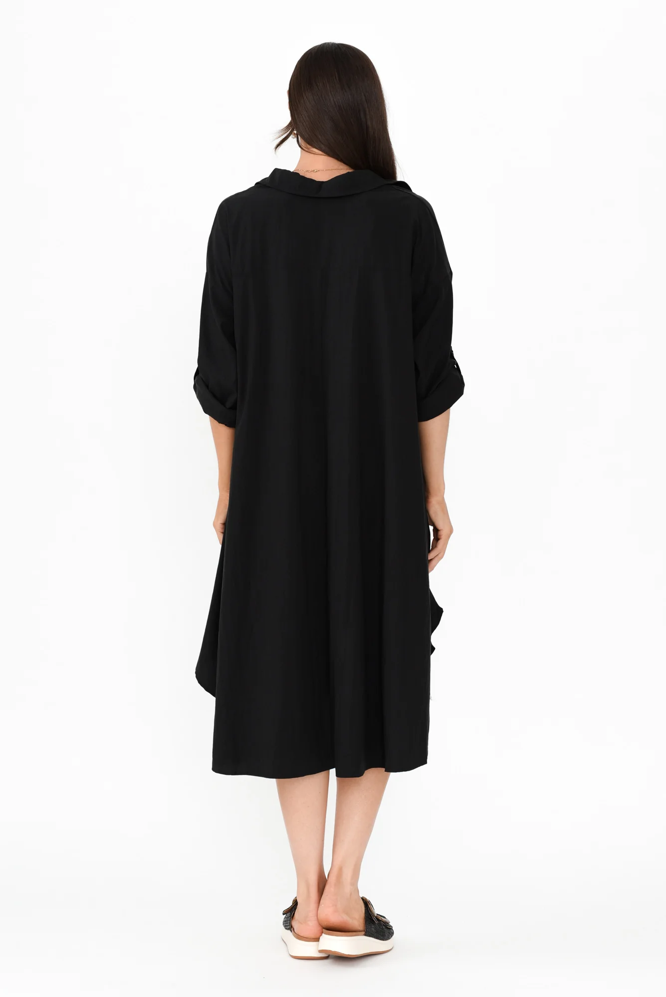 Kasia Black Collared Shirt Dress