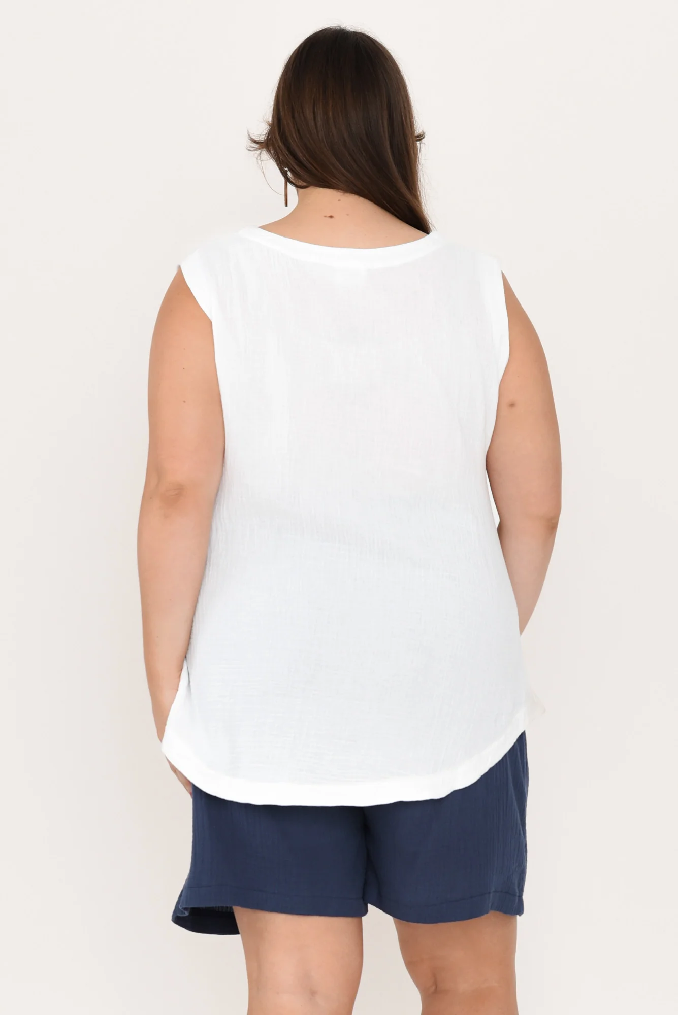 Reuben White Cotton Cheesecloth Tank
