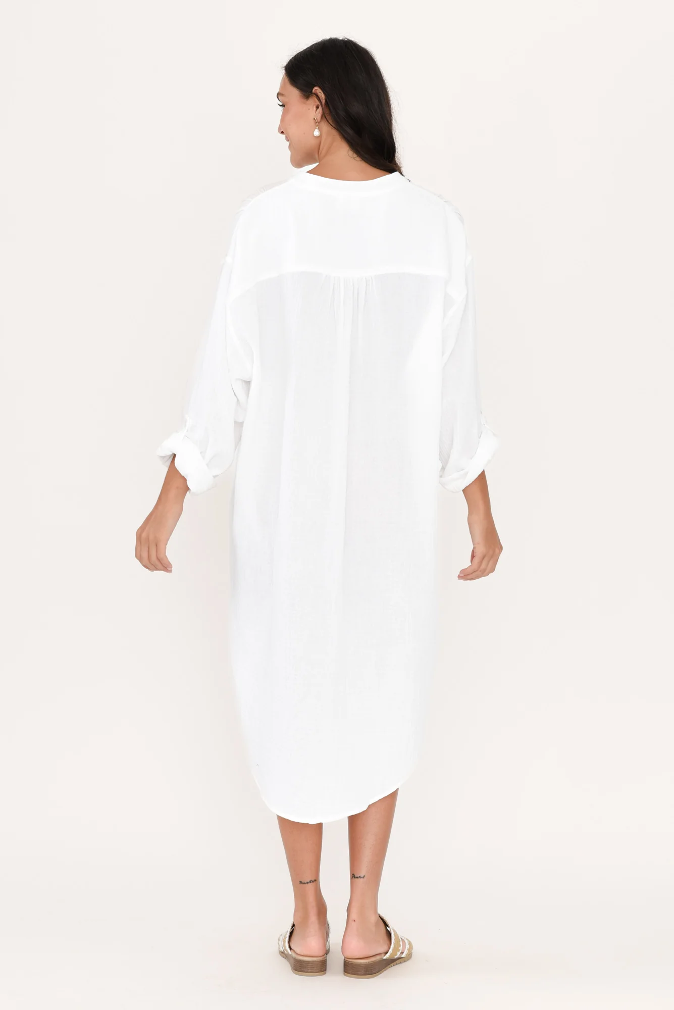 Tropez White Cotton Cheesecloth Kaftan