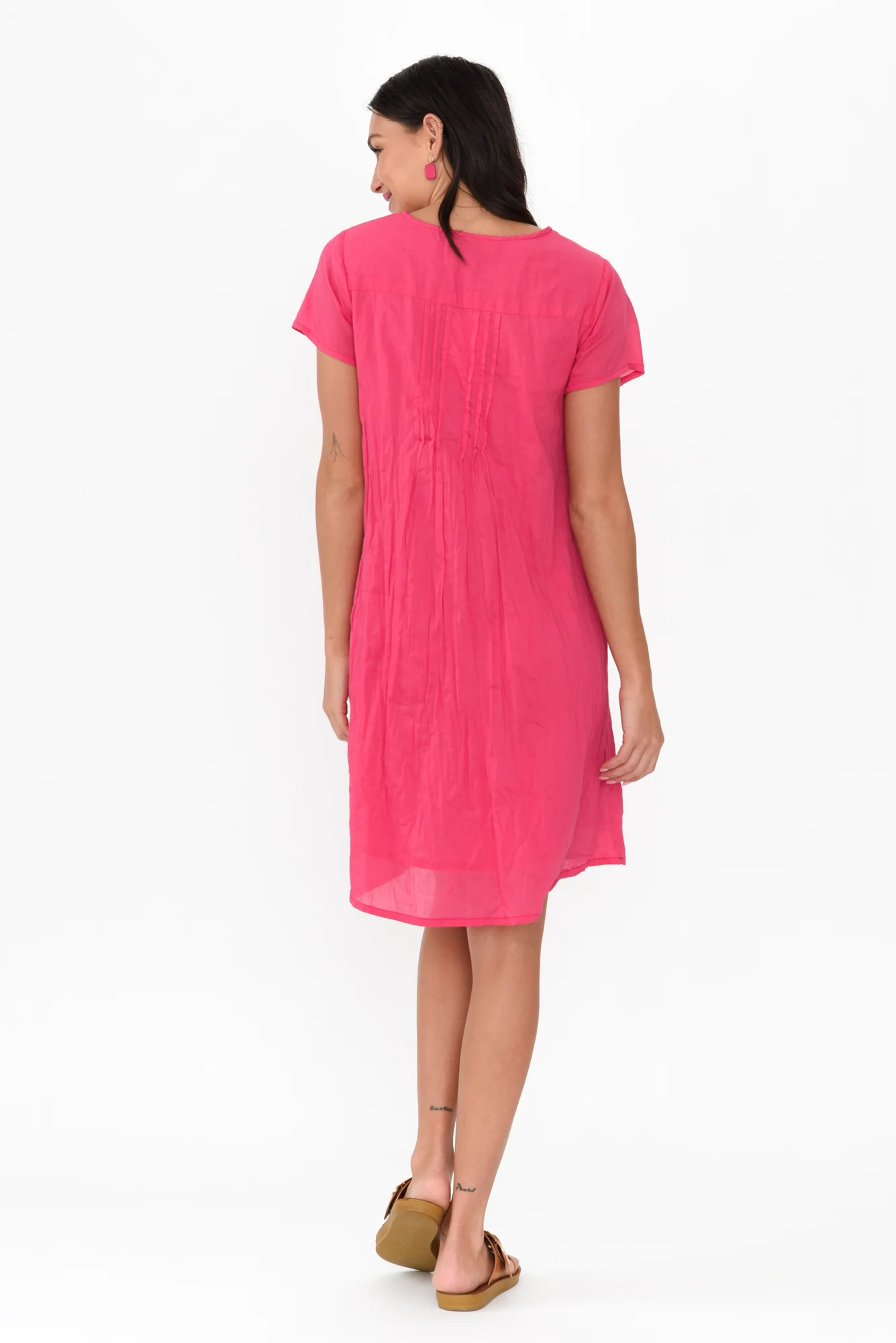 Sabina Fuchsia Crinkle Cotton Dress