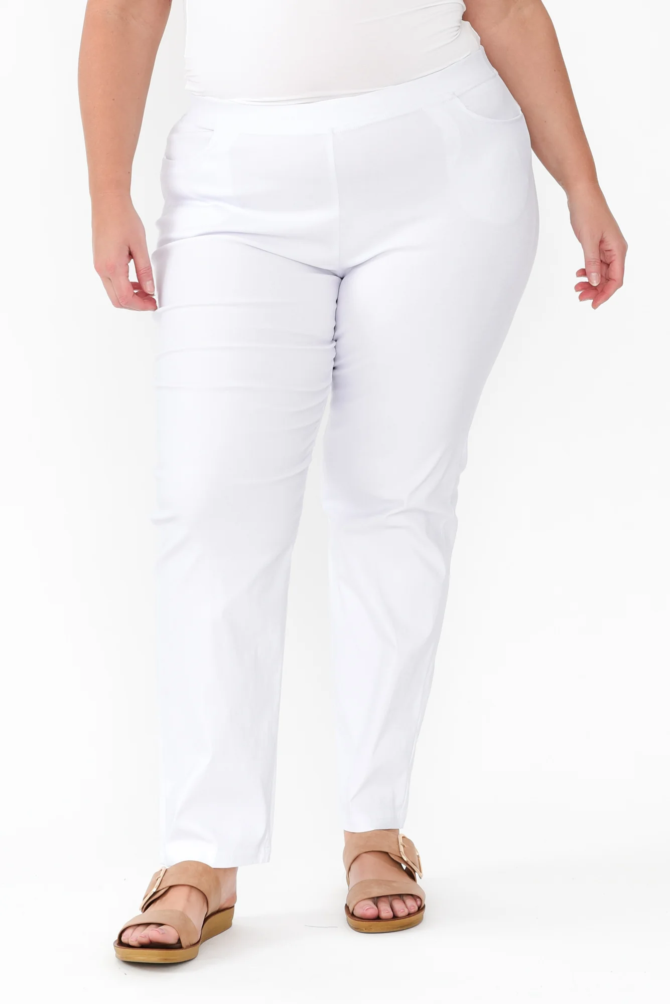 Dixon White Cotton Stretch Pants