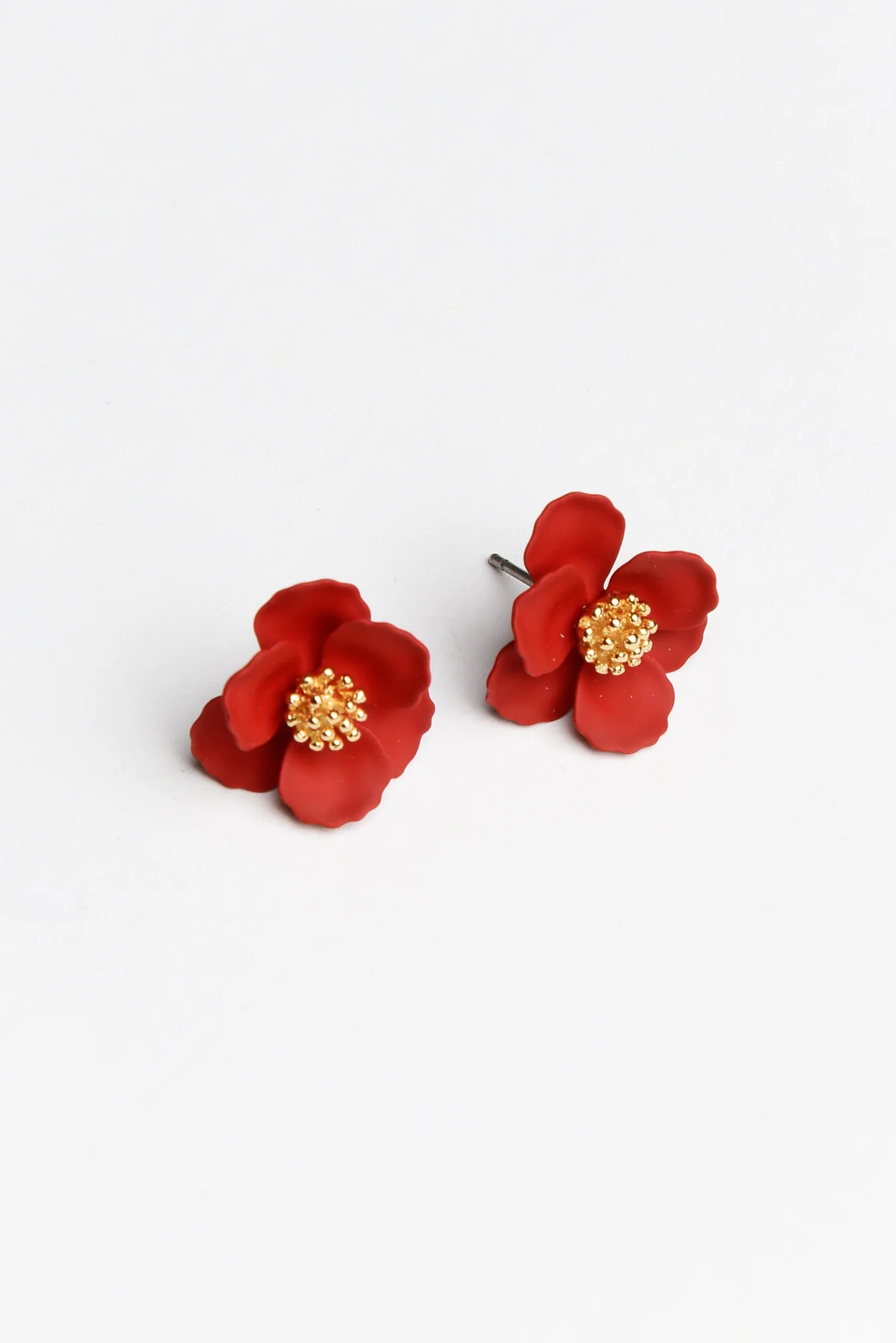 Poppy Red Stud Earrings