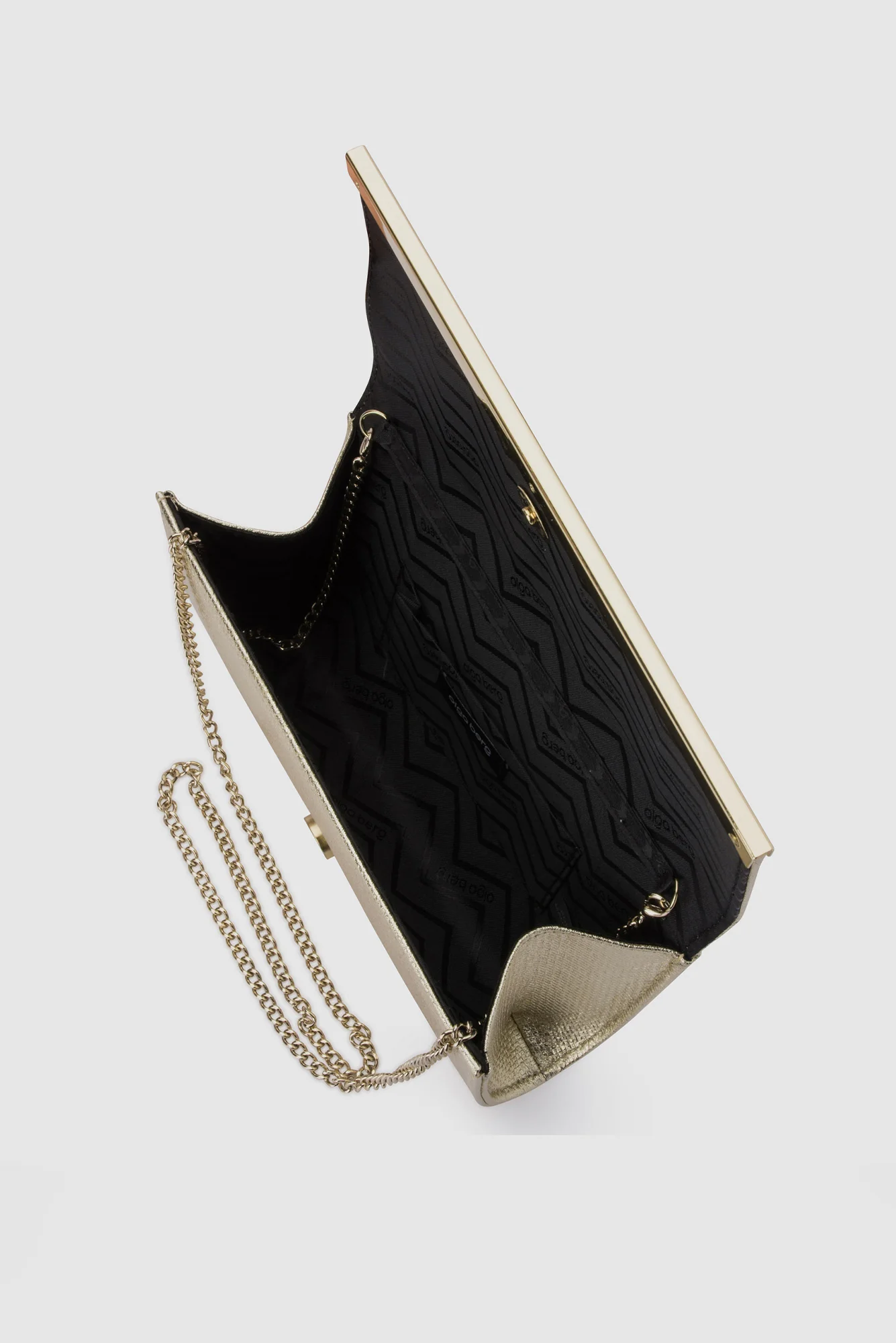 Maddie Gold Embossed Foldover Clutch