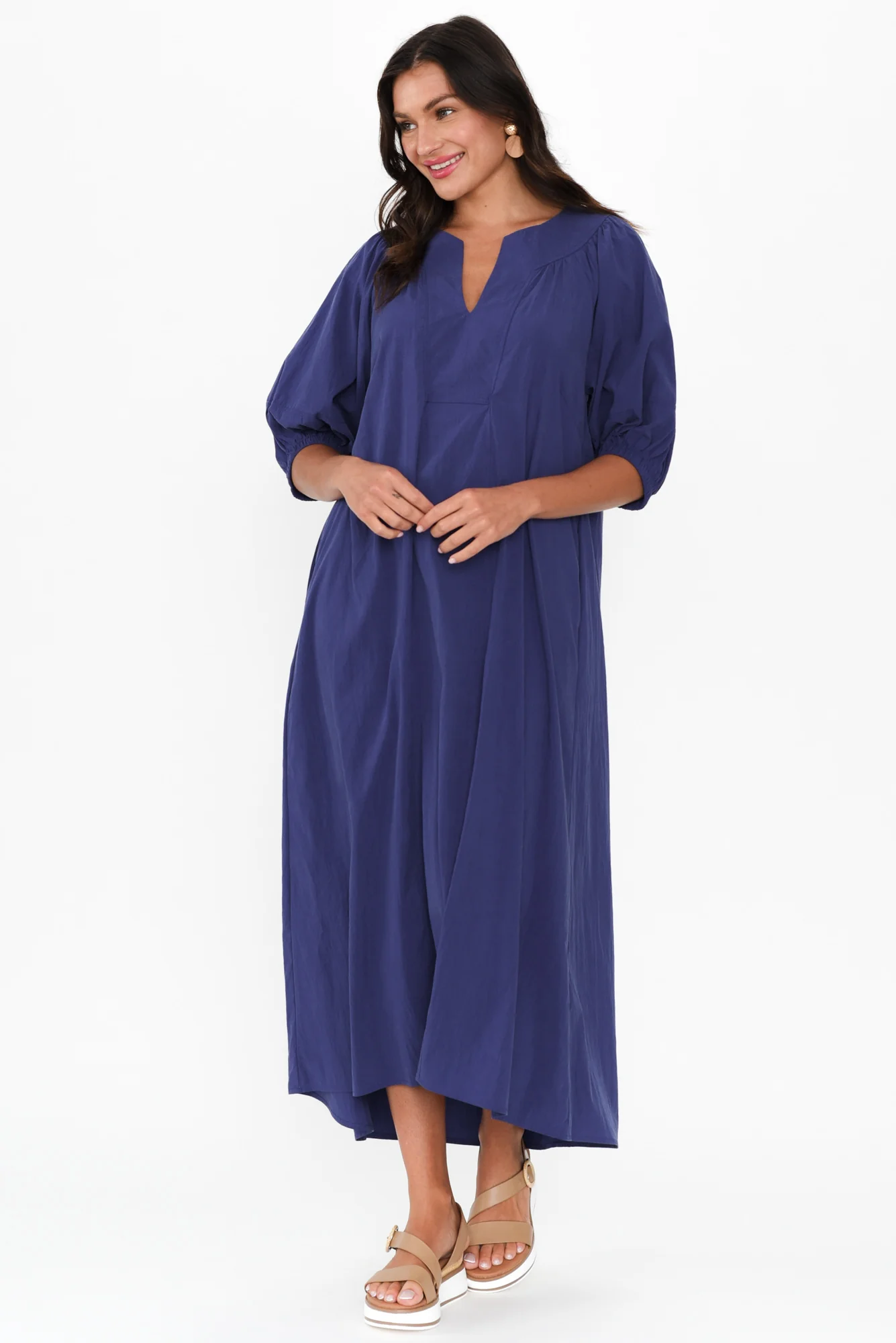 Nellie Blue Pocket Midi Dress