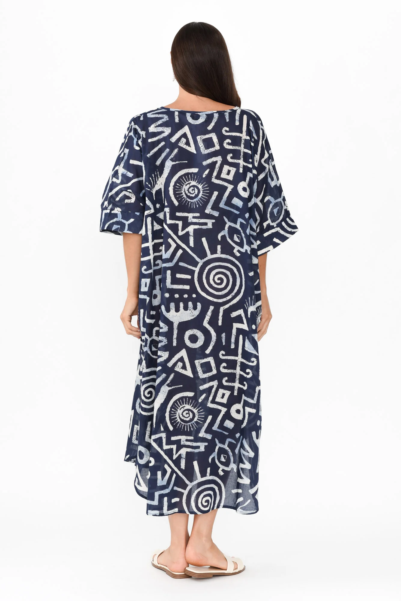 Tella Blue Geo Cotton Kaftan