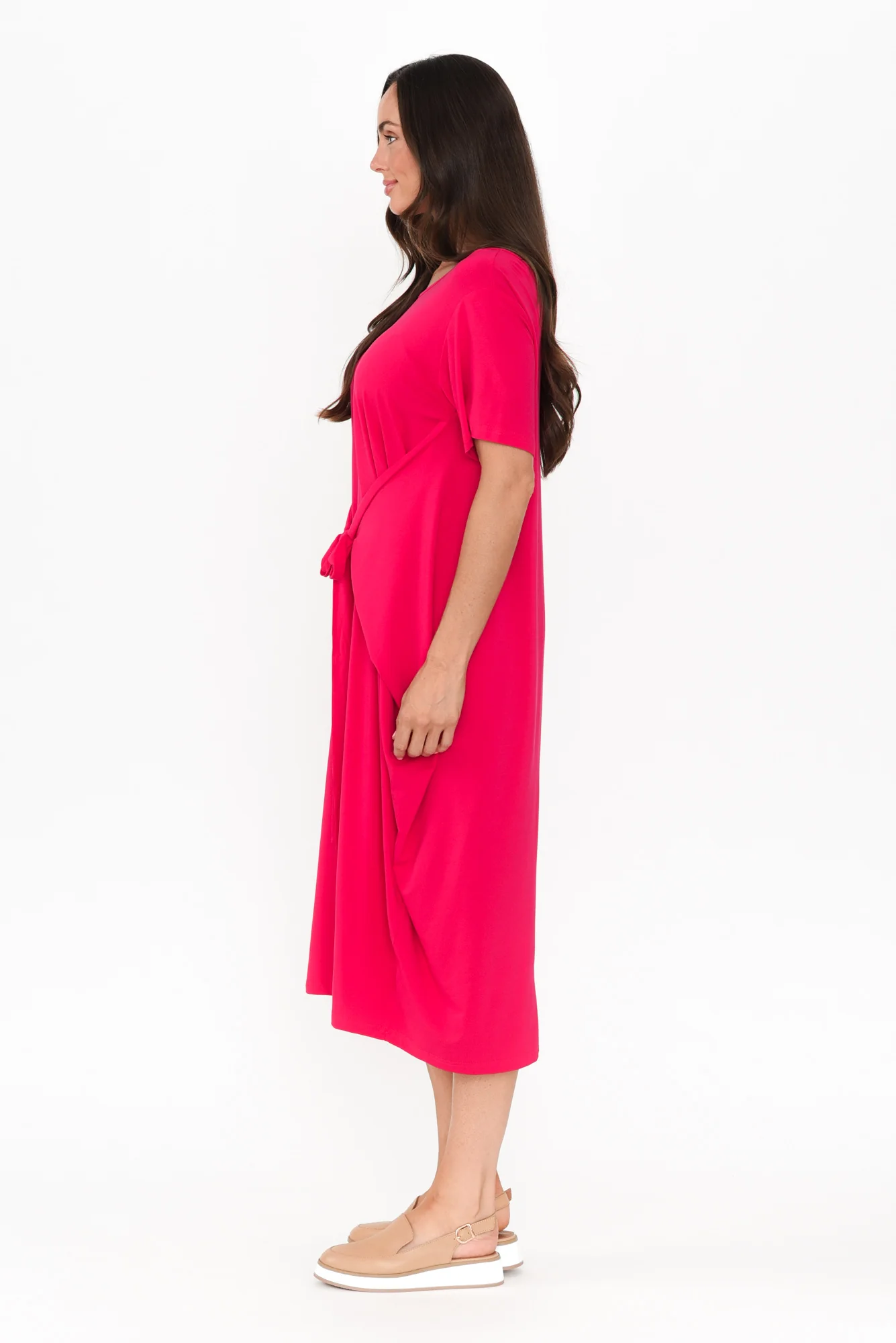 Tidal Raspberry Layered Bamboo Dress
