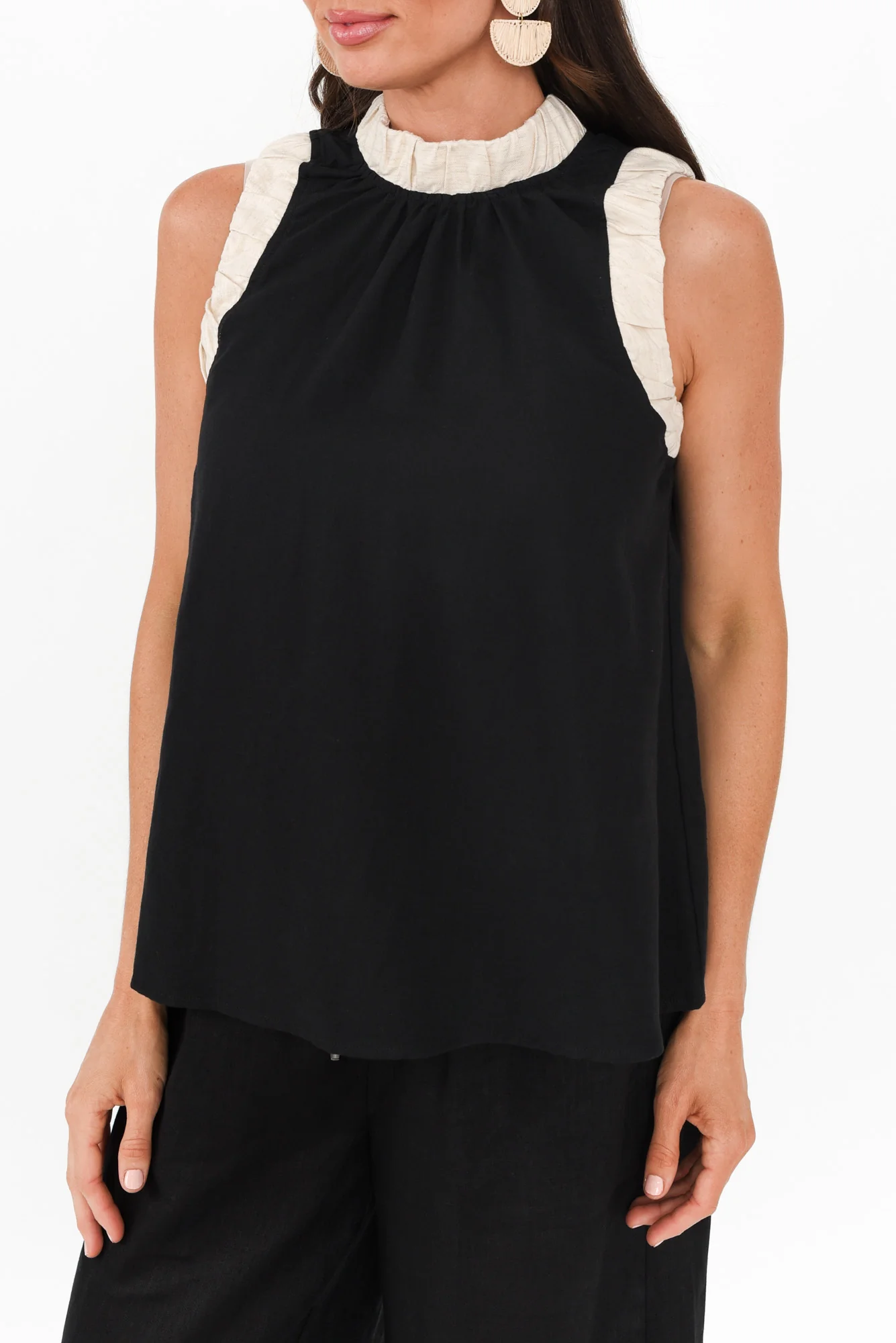 Kelley Black Trim Cotton Blend Tank