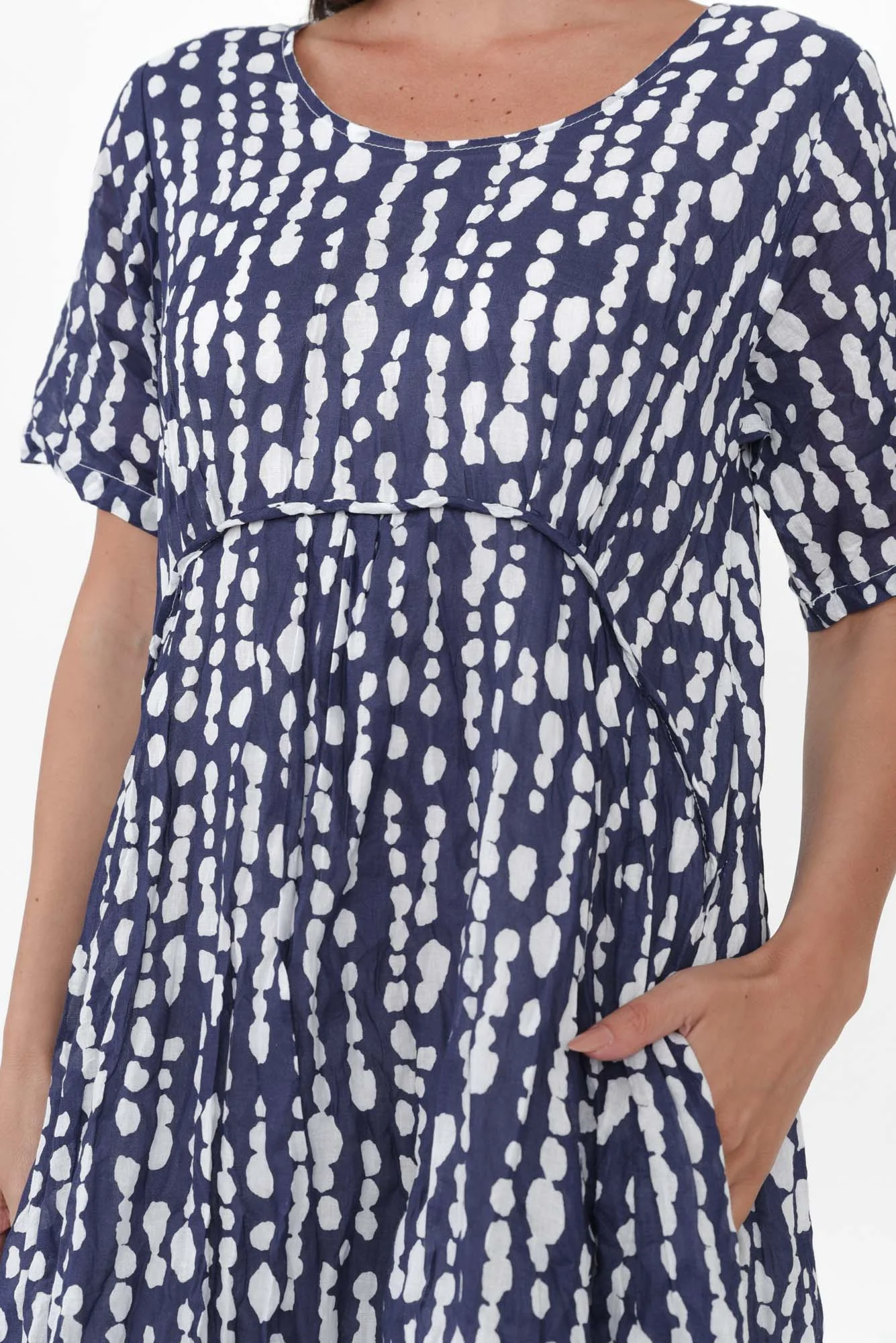 Wilton Navy Speckle Cotton Pocket Dress