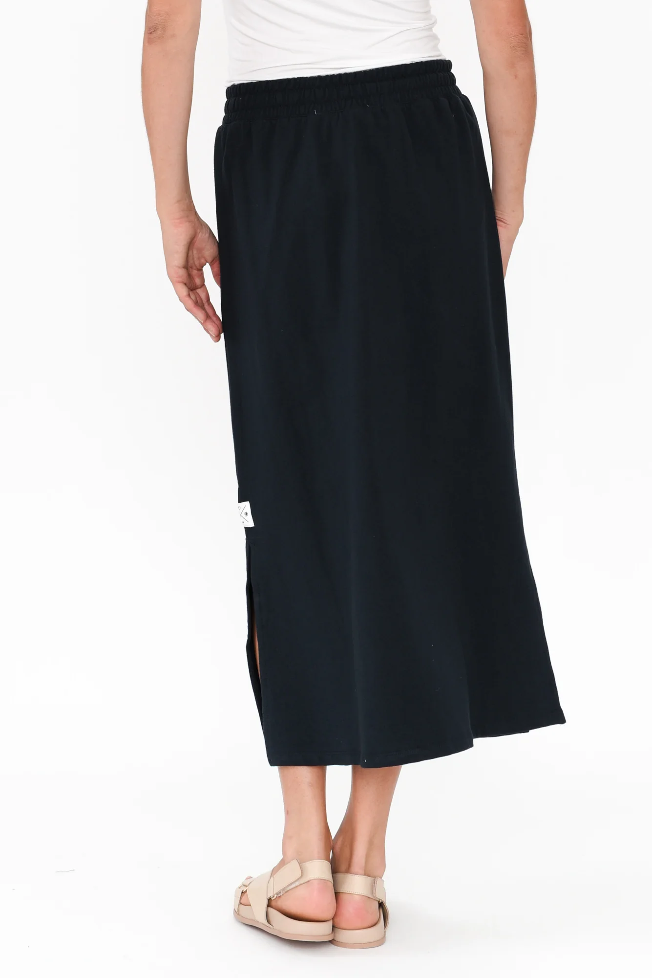 Travel Navy Cotton Maxi Skirt