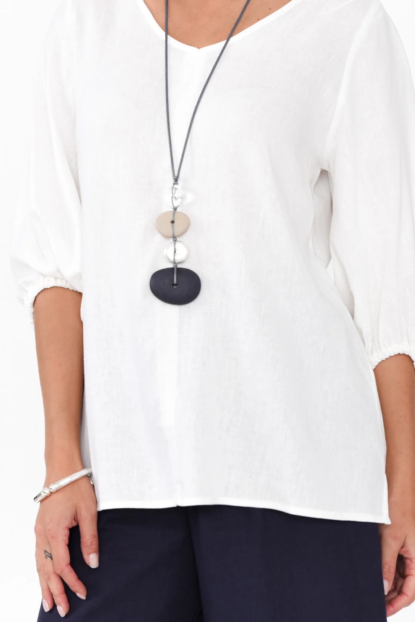 Elanora White Linen Blend Top